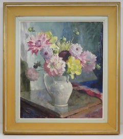 (1894-1970) Scottish IMPRESSIONIST OIL PAINTING colourful still life of flowers 