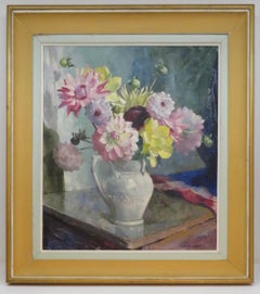 (1894-1970) Schottischer IMPRESSIONIST ÖLGEMÄLDE Buntes Blumenstillleben