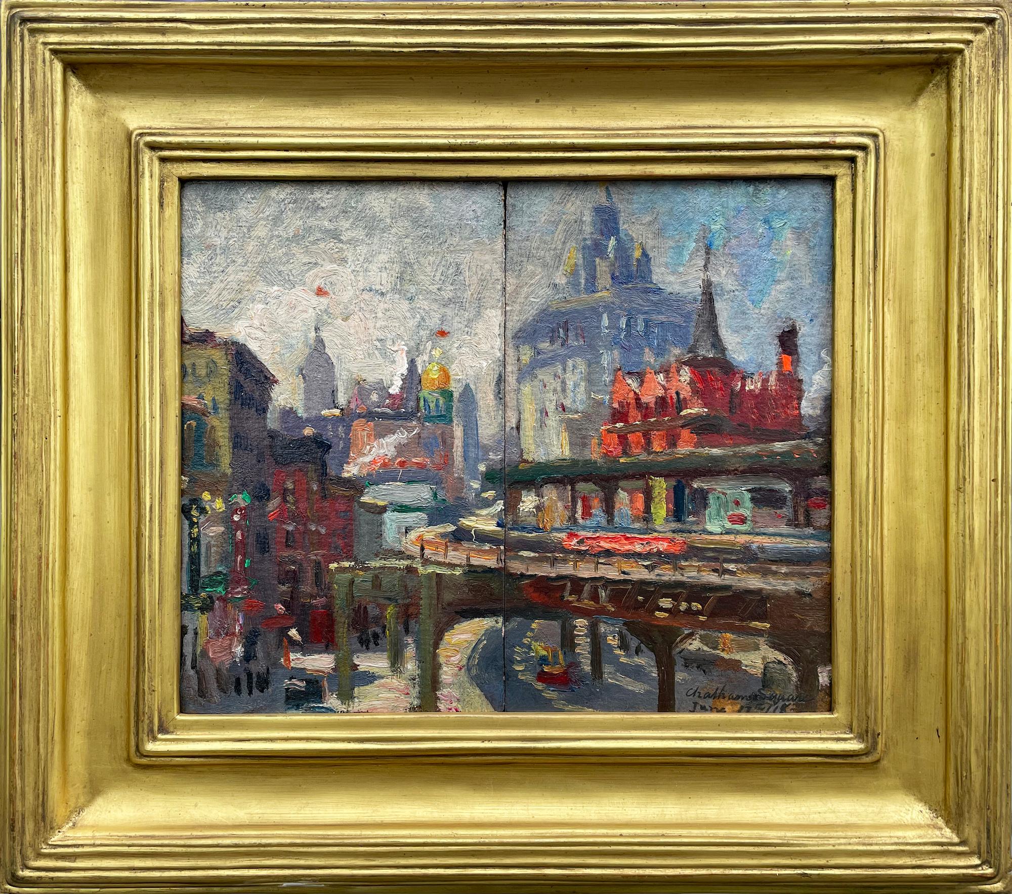 Escena de Nueva York, Chatham Square - Painting de Colin Campbell Cooper