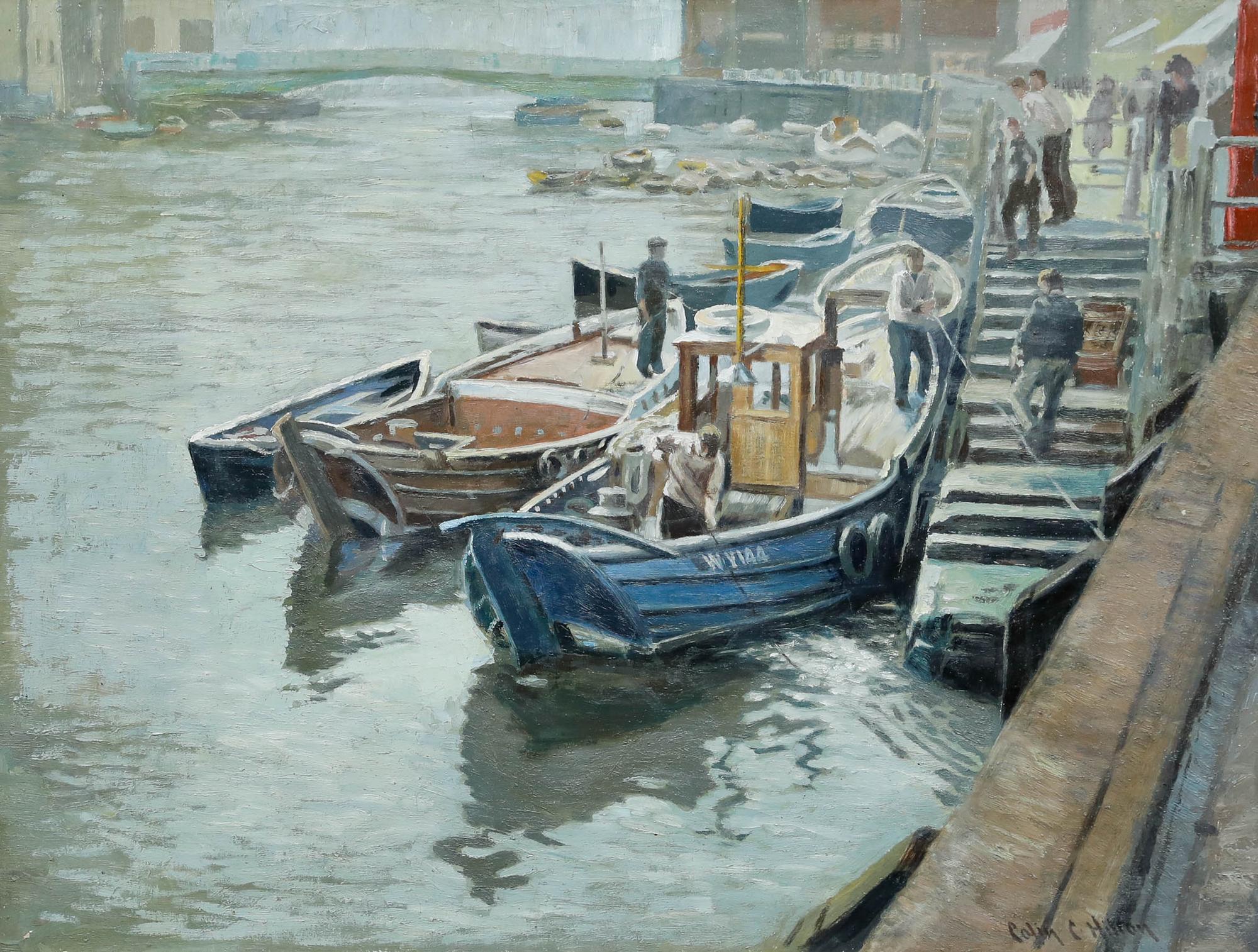 Colin Clough Hilton (1902-1984) - Mid 20th Century Oil, In Whitby Harbour For Sale 1