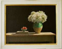 SOLSTICE Colin Fraser Still Life Realist Flowers Fruit Vase Painting Framed