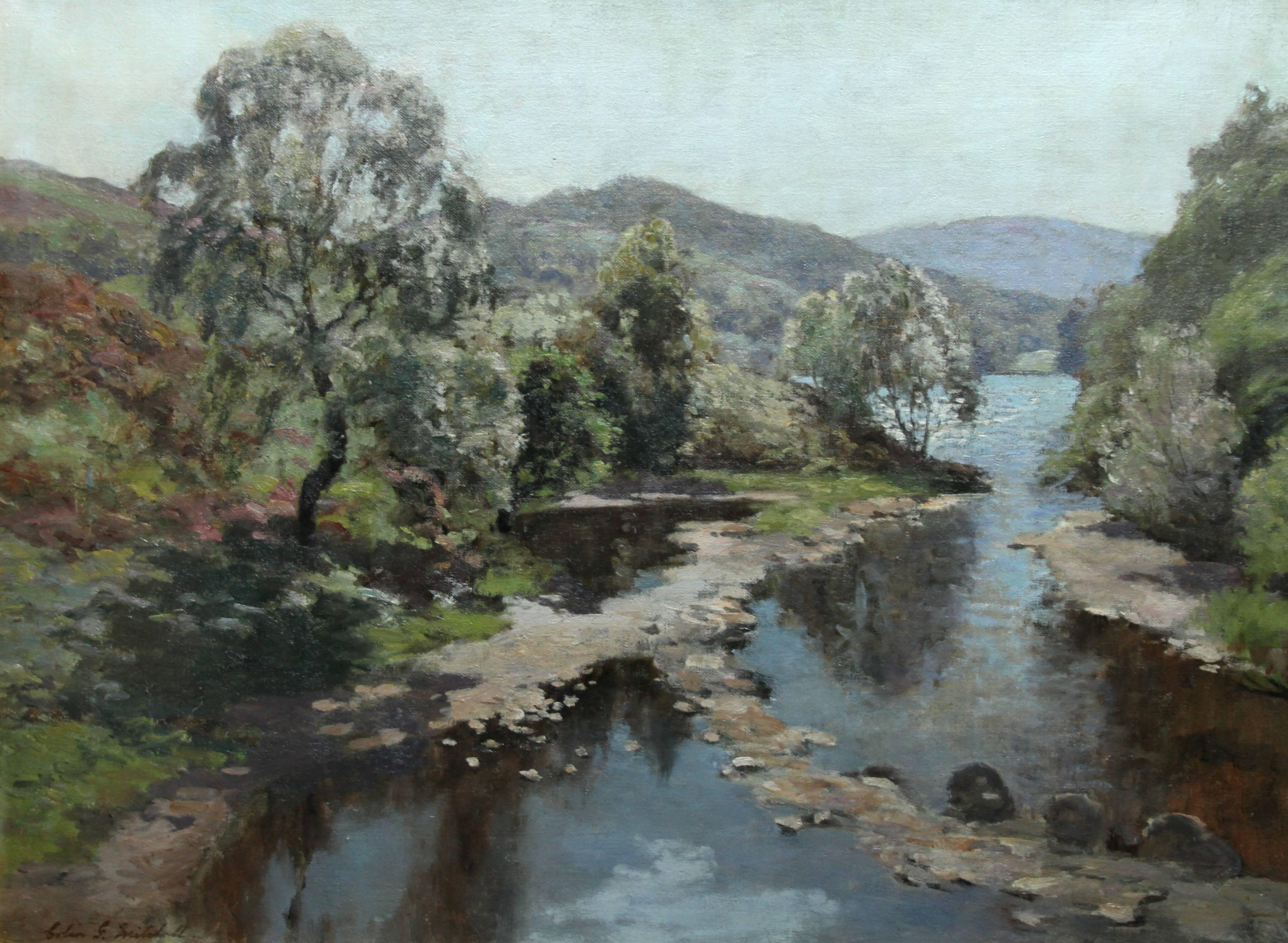 Scottish River Landscape - Impressionist 20s exhibited art oil painting Scotland - Painting by Colin Gillespie Mitchell
