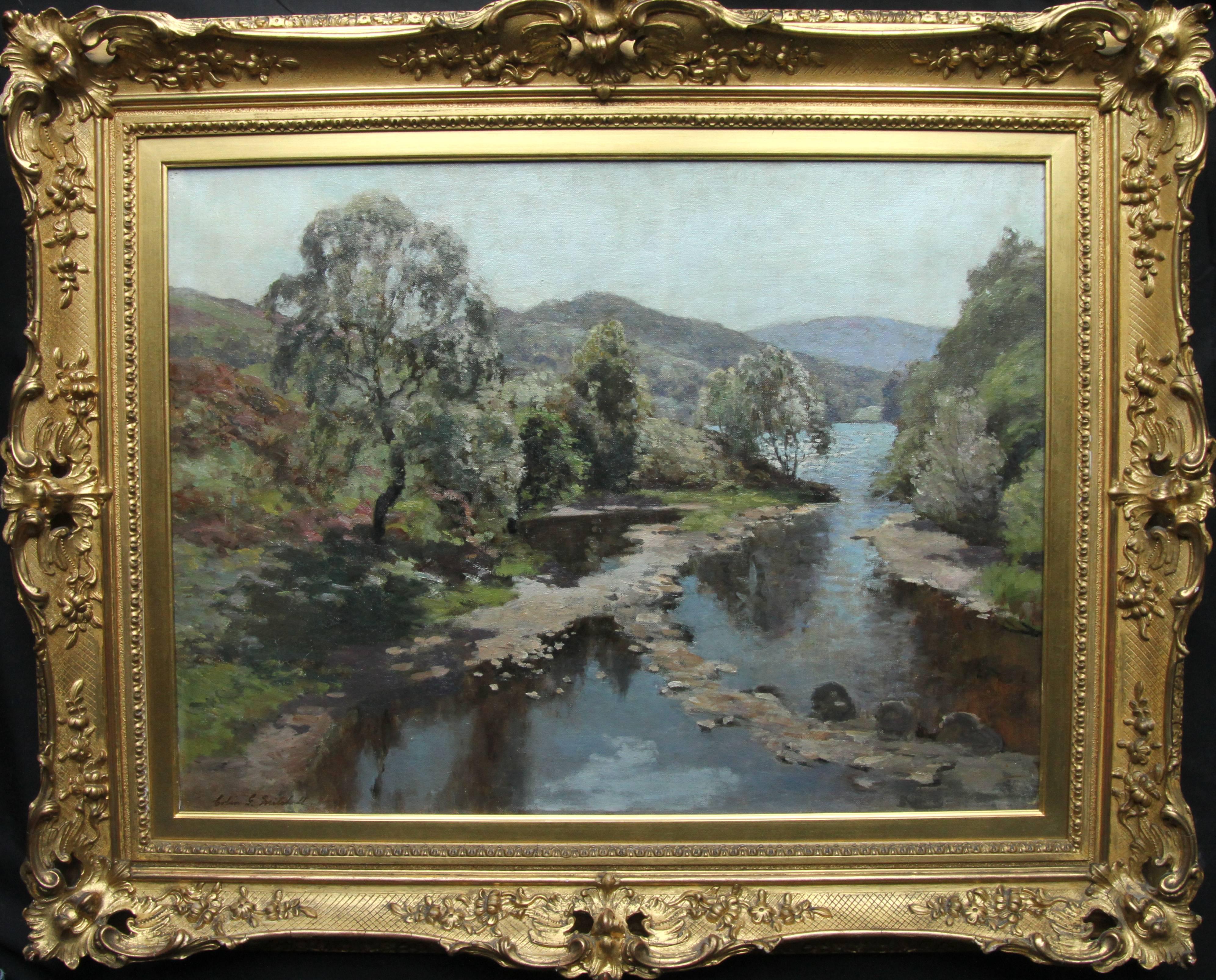 Colin Gillespie Mitchell Landscape Painting - Scottish River Landscape - Impressionist 20s exhibited art oil painting Scotland