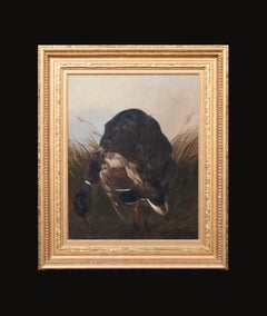 Black Spaniel With A Duck, 19th Century