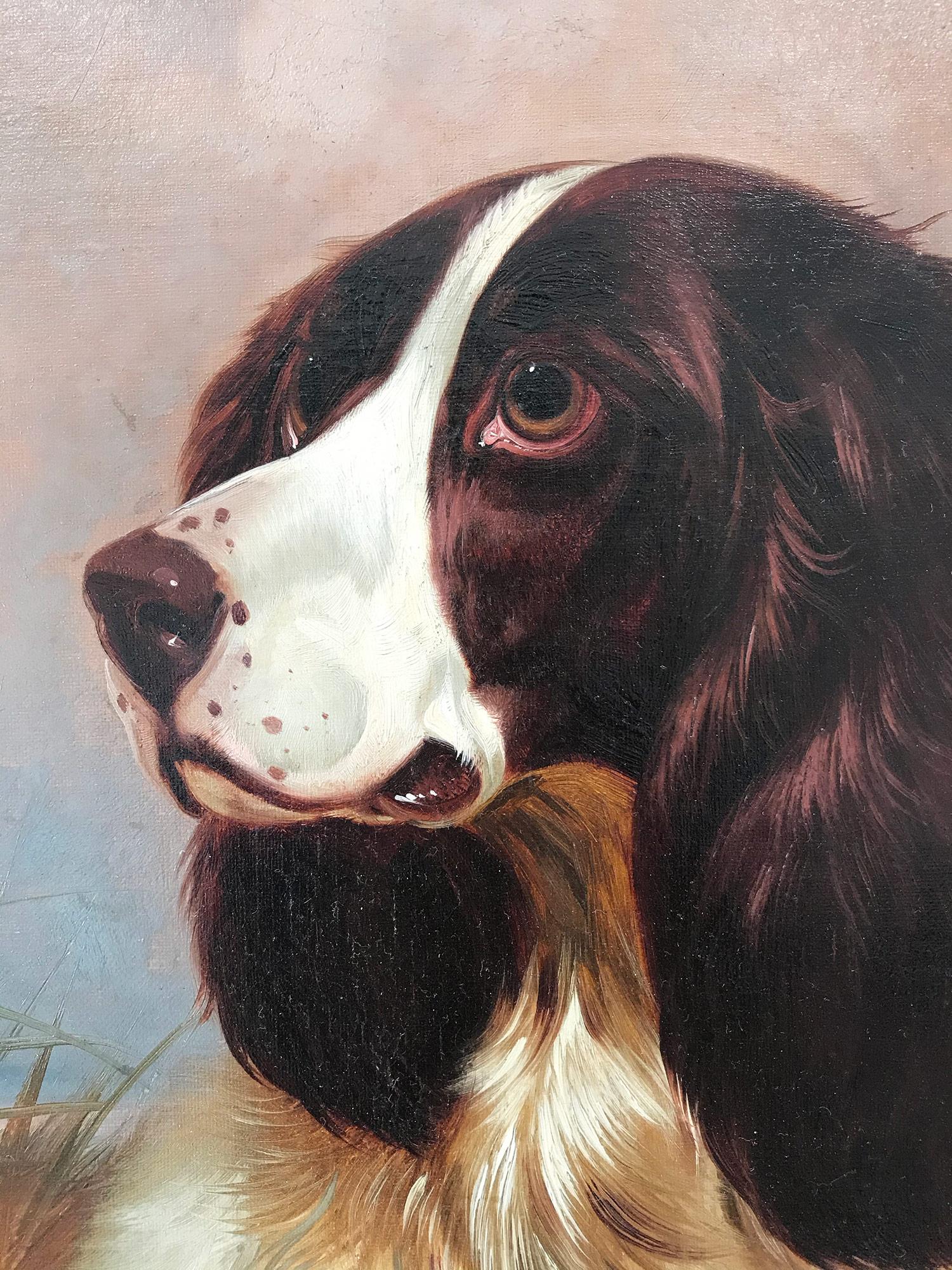 This work by Colin Graeme Roe is a pertinent example of his vividly alive works portraying a setter with a cloudy background in the brushes. The details are truly exquisite, as Colin was a Realist academic painter. This piece is an example from his