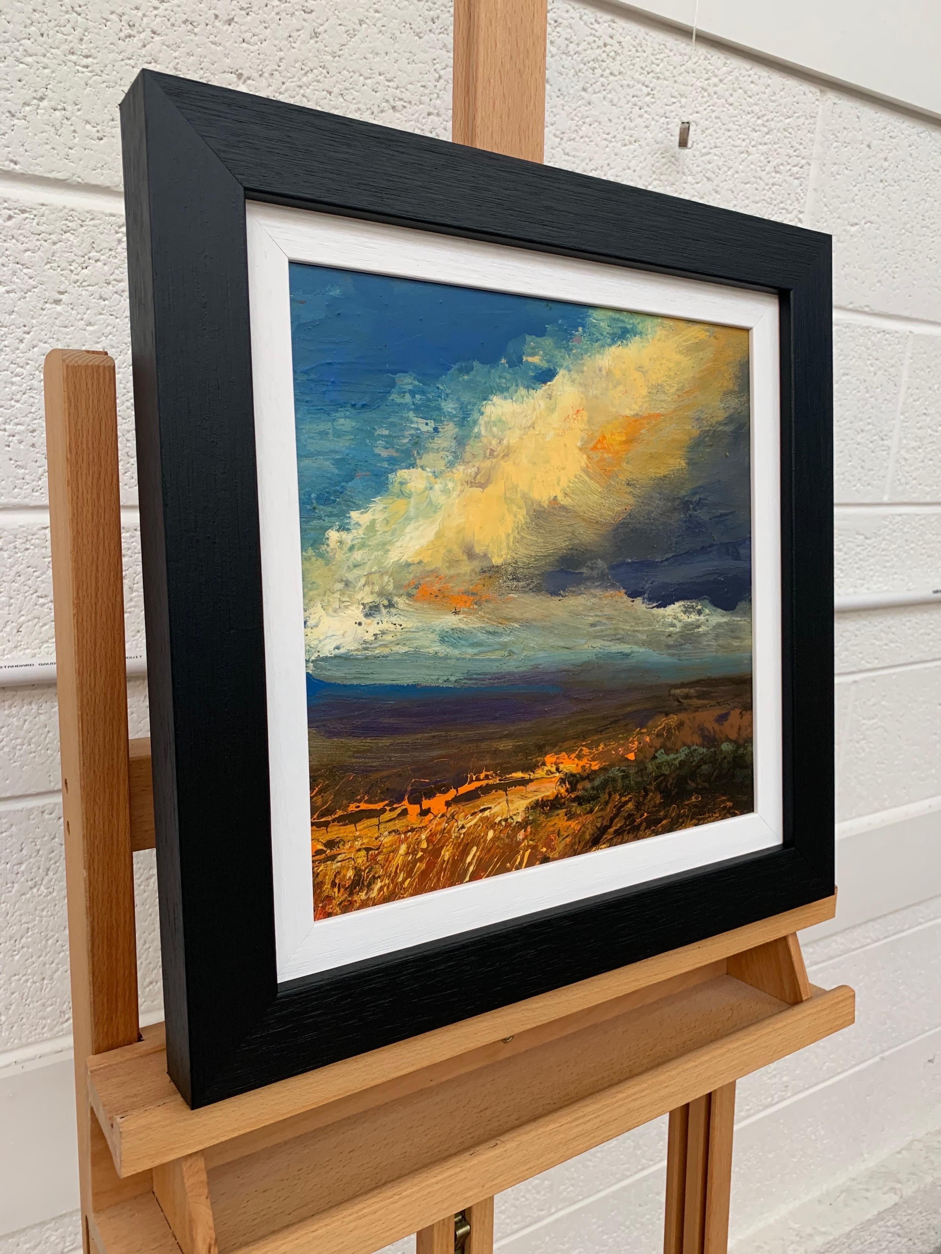 Impasto-Ölgemälde einer englischen Moorlandschaft von Colin Halliday, einem britischen Landschaftsmaler. Dieses Gemälde bringt die Intensität der Wolken in Nordengland und die ästhetische Schönheit des dramatischen Wetters zum Ausdruck, das über die