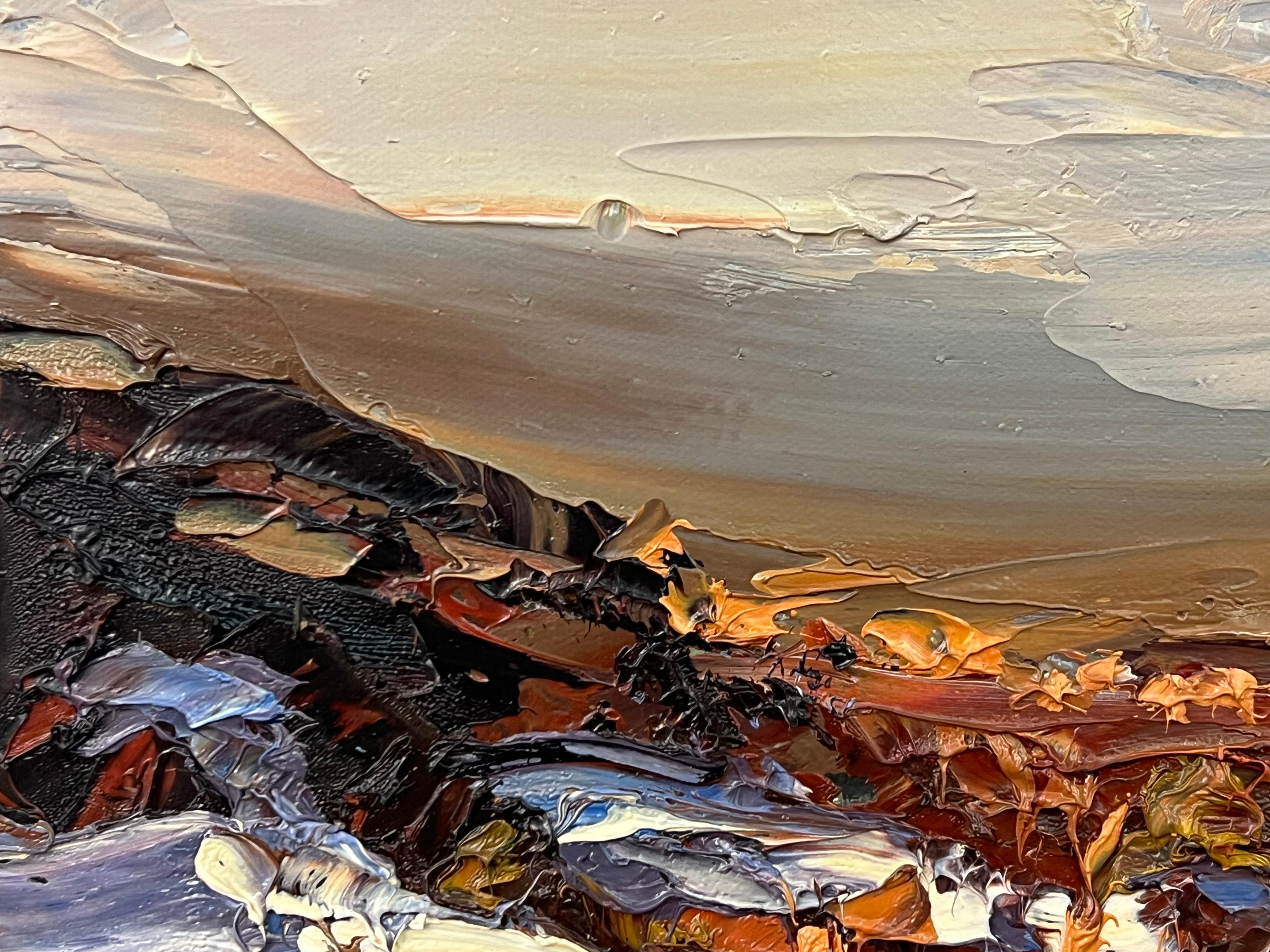 Peinture à l'huile de l'artiste britannique représentant la neige qui coule sur un paysage de montagne anglaise en vente 6