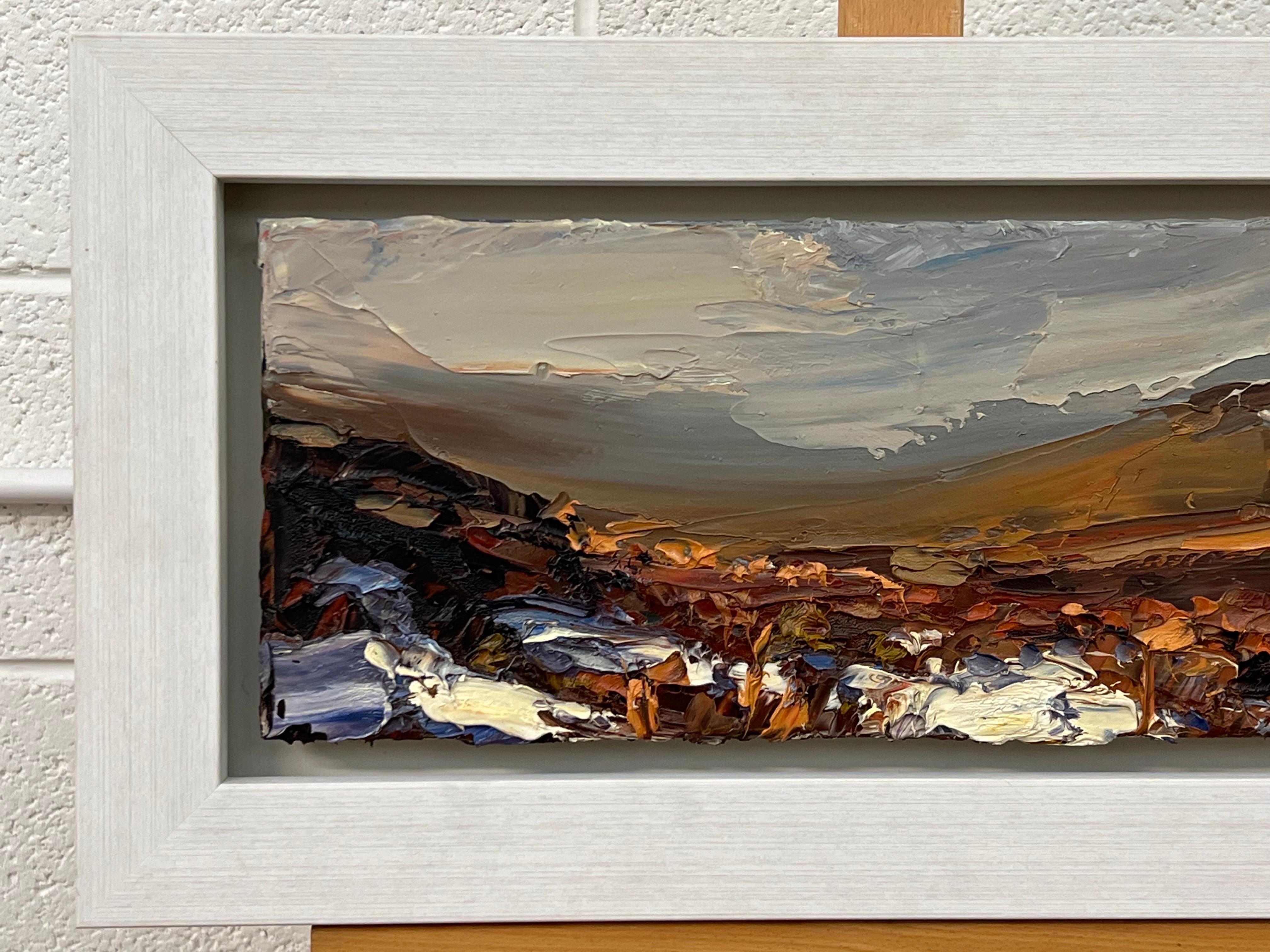 Impasto Oil Painting of Melting Snow on English Moor Landscape by British Artist For Sale 1
