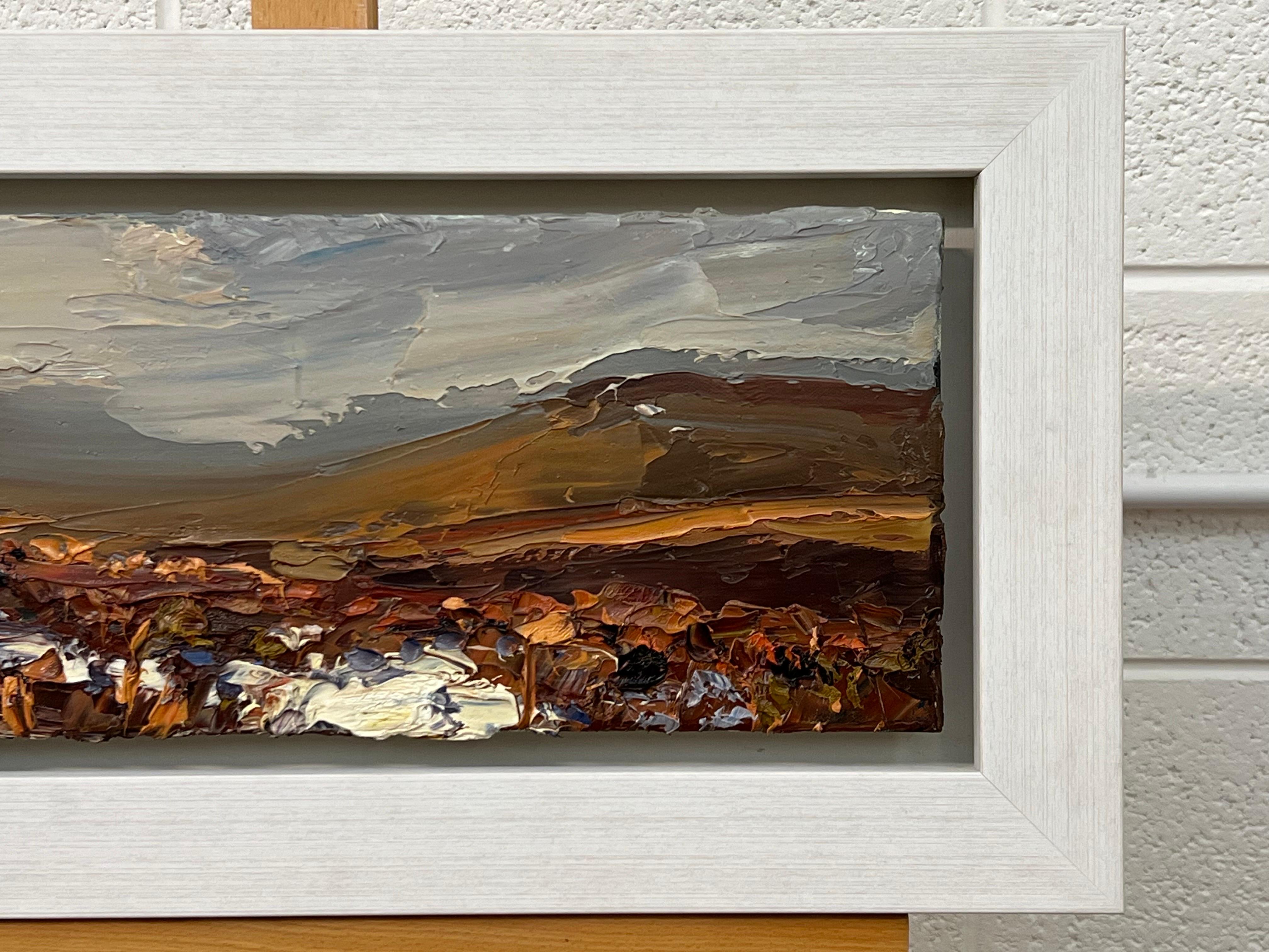 Impasto Oil Painting of Melting Snow on English Moor Landscape by British Artist For Sale 2