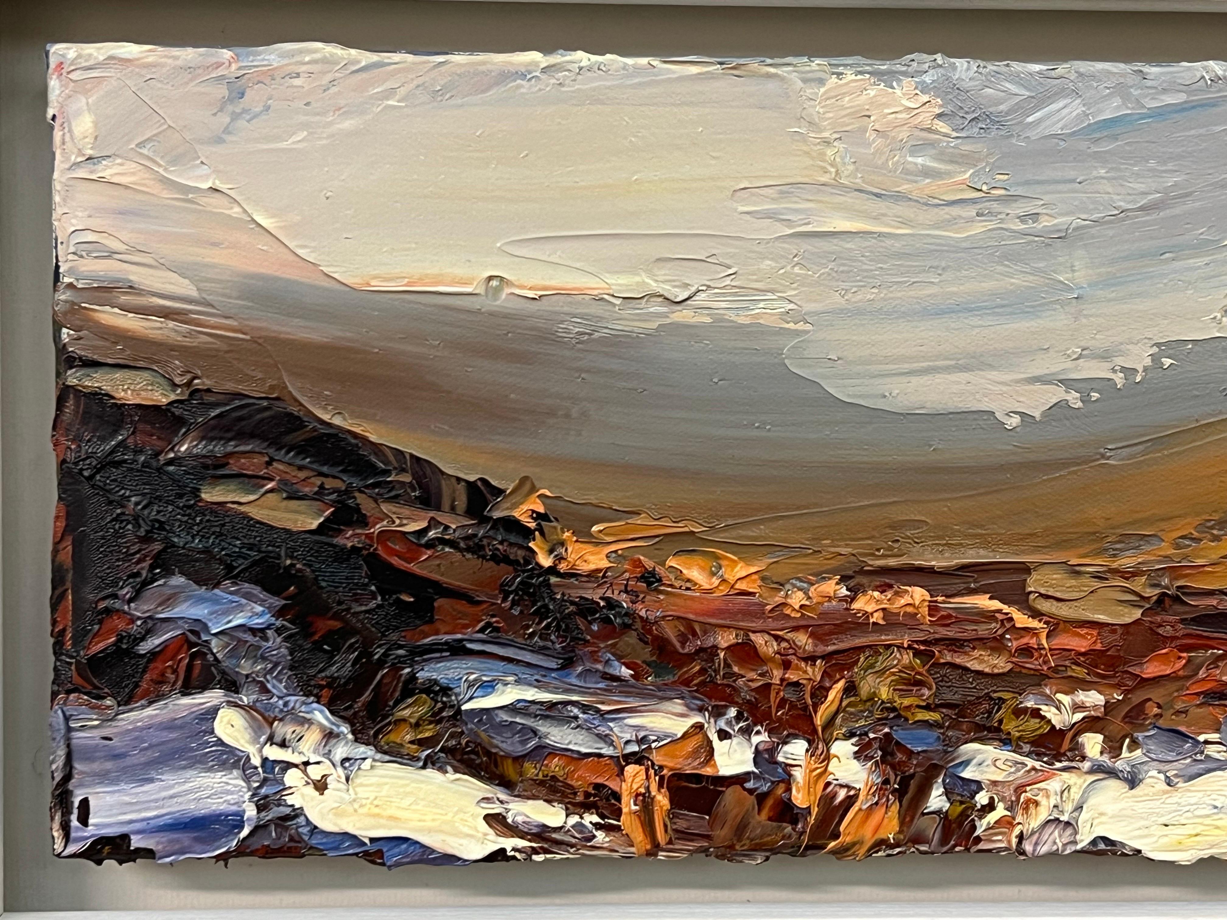 Peinture à l'huile de l'artiste britannique représentant la neige qui coule sur un paysage de montagne anglaise en vente 1