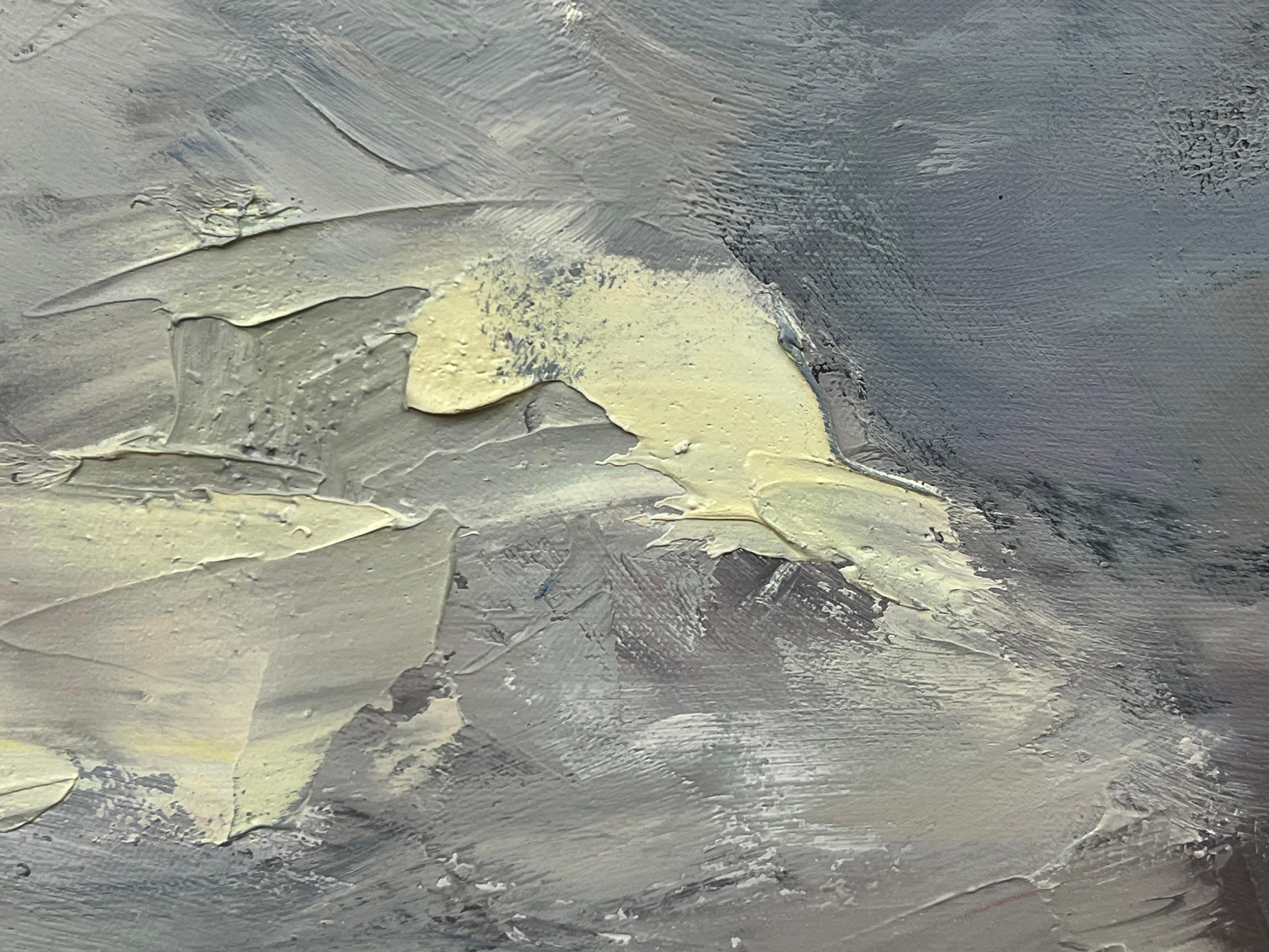 Peinture à l'huile d'un paysage champêtre anglais par un artiste paysagiste britannique, Impasto en vente 1