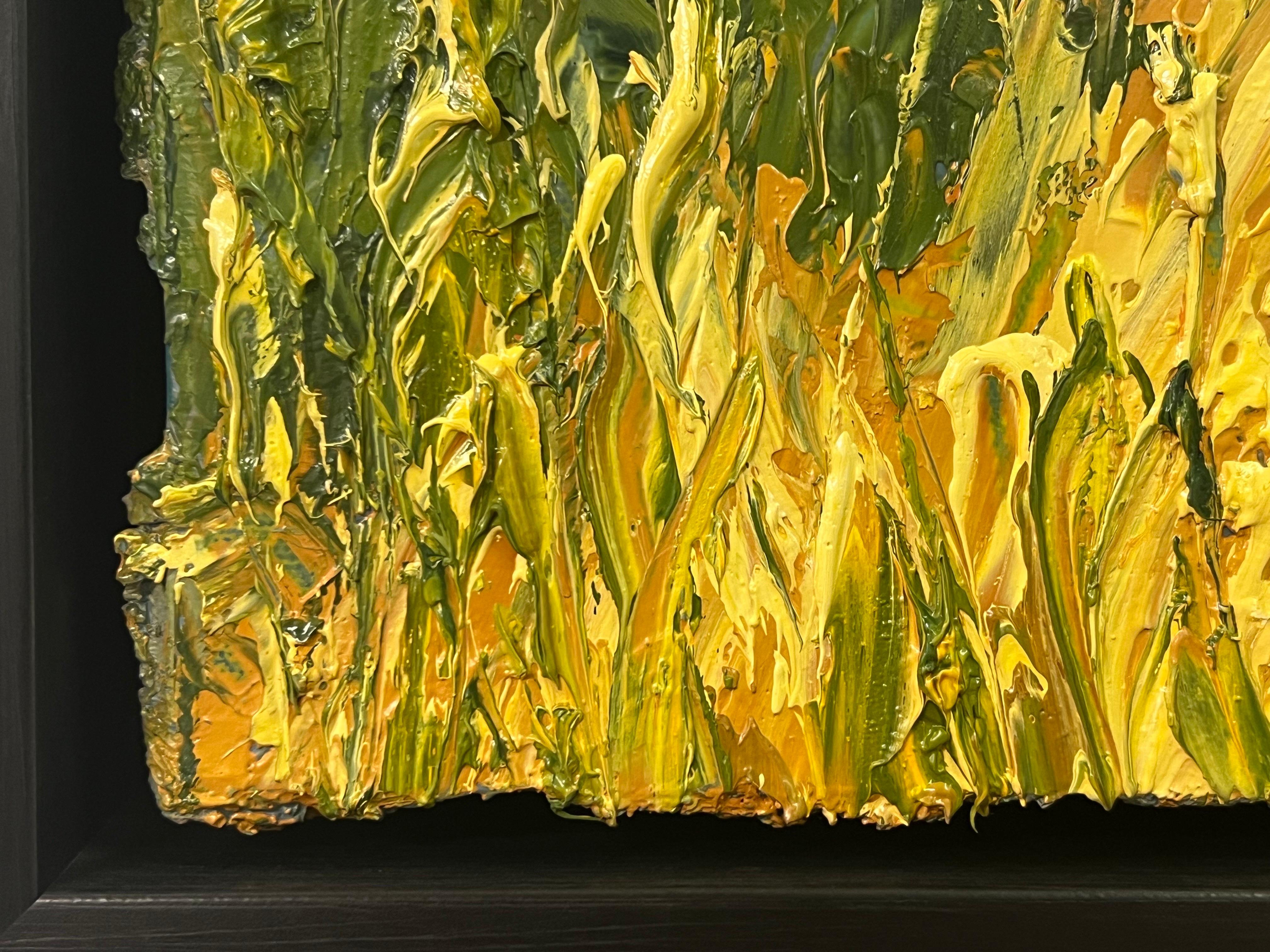 Impasto Oil Painting of Oak Tree in Yellow Corn Field in the English Countryside For Sale 9