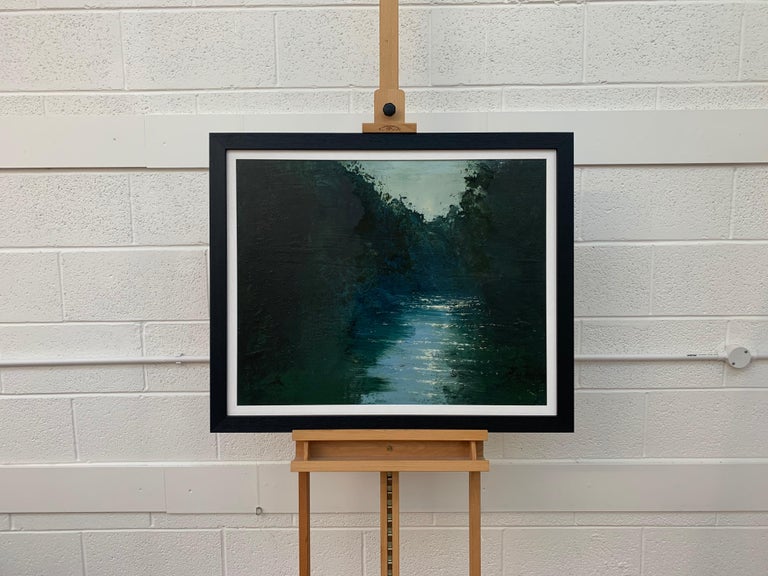 Impressionistic English River Landscape Original Oil Painting by British Artist For Sale 9