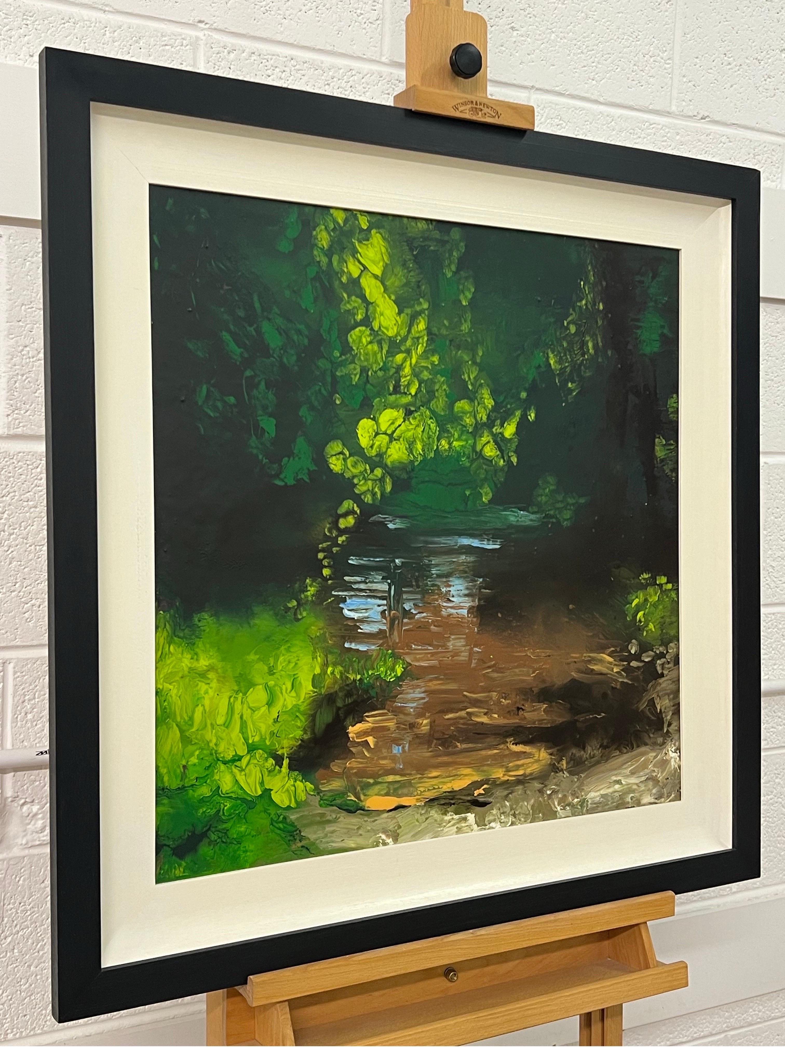 Paysage de rivière anglais impressionniste, peinture à l'huile originale de l'artiste britannique - Impressionnisme Mixed Media Art par Colin Halliday