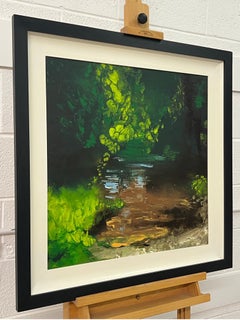 Paisaje fluvial inglés impresionista Pintura al óleo original de artista británico