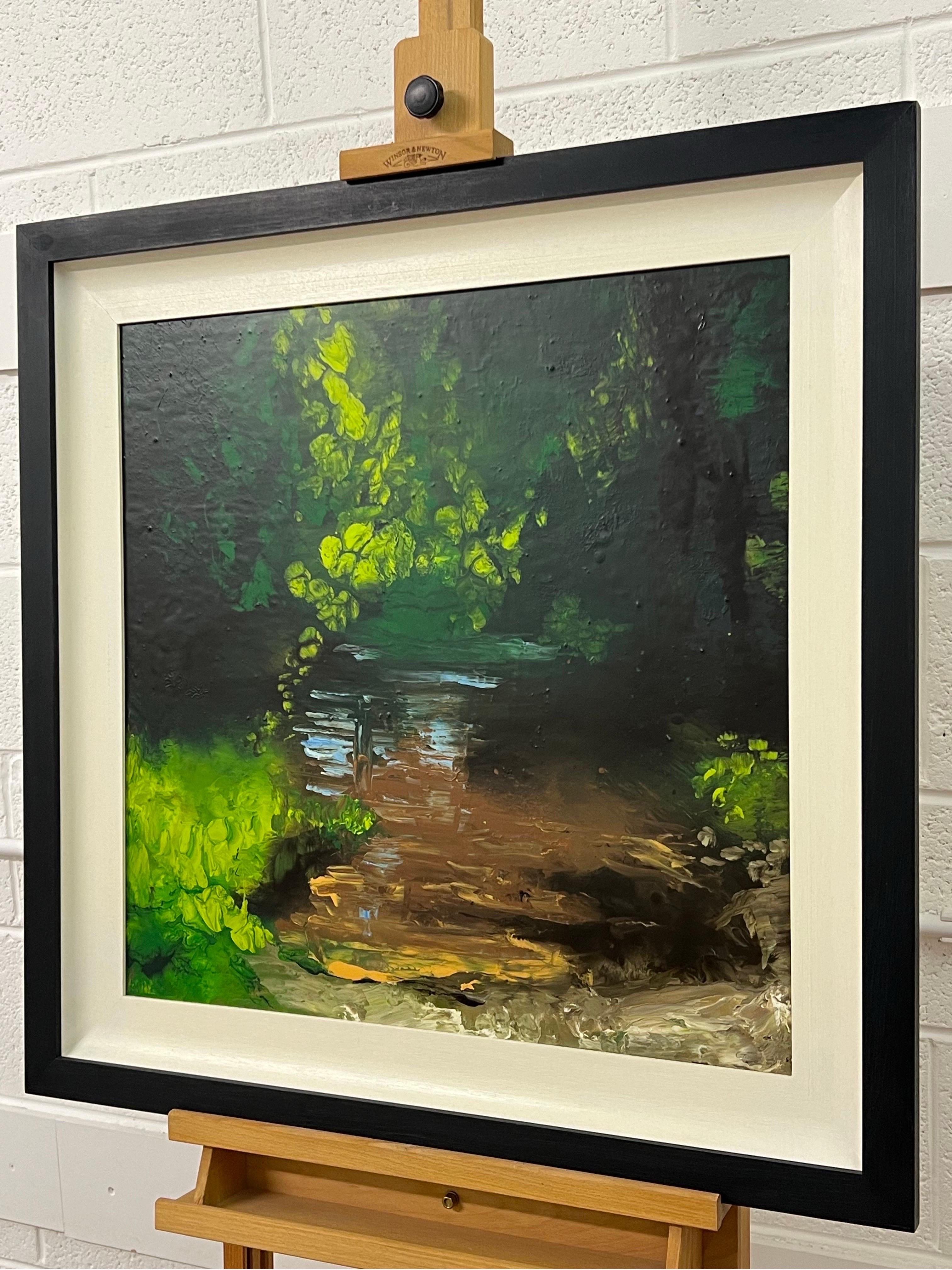 Paysage de rivière anglais impressionniste, peinture à l'huile originale de l'artiste britannique en vente 1