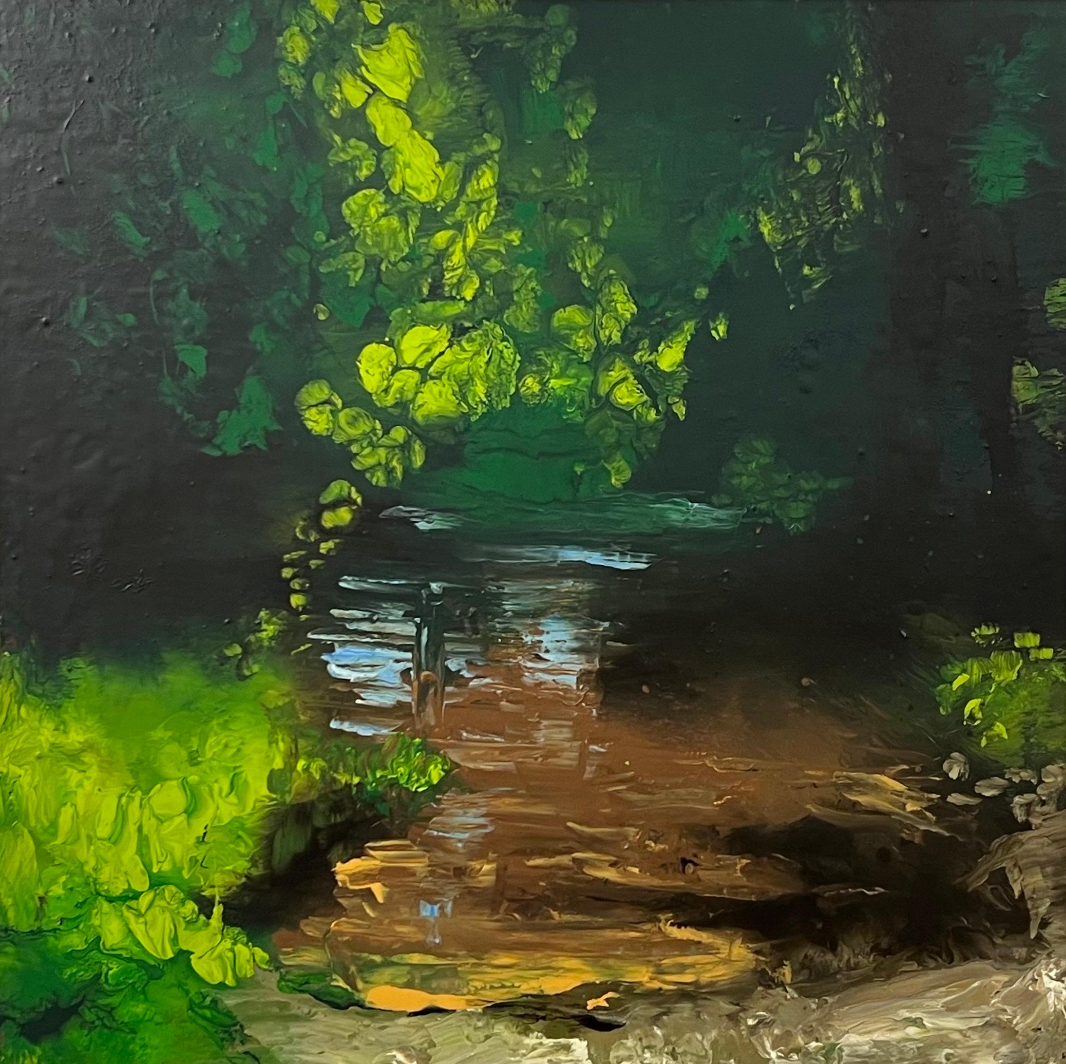 Paysage de rivière anglais impressionniste, peinture à l'huile originale de l'artiste britannique en vente 3