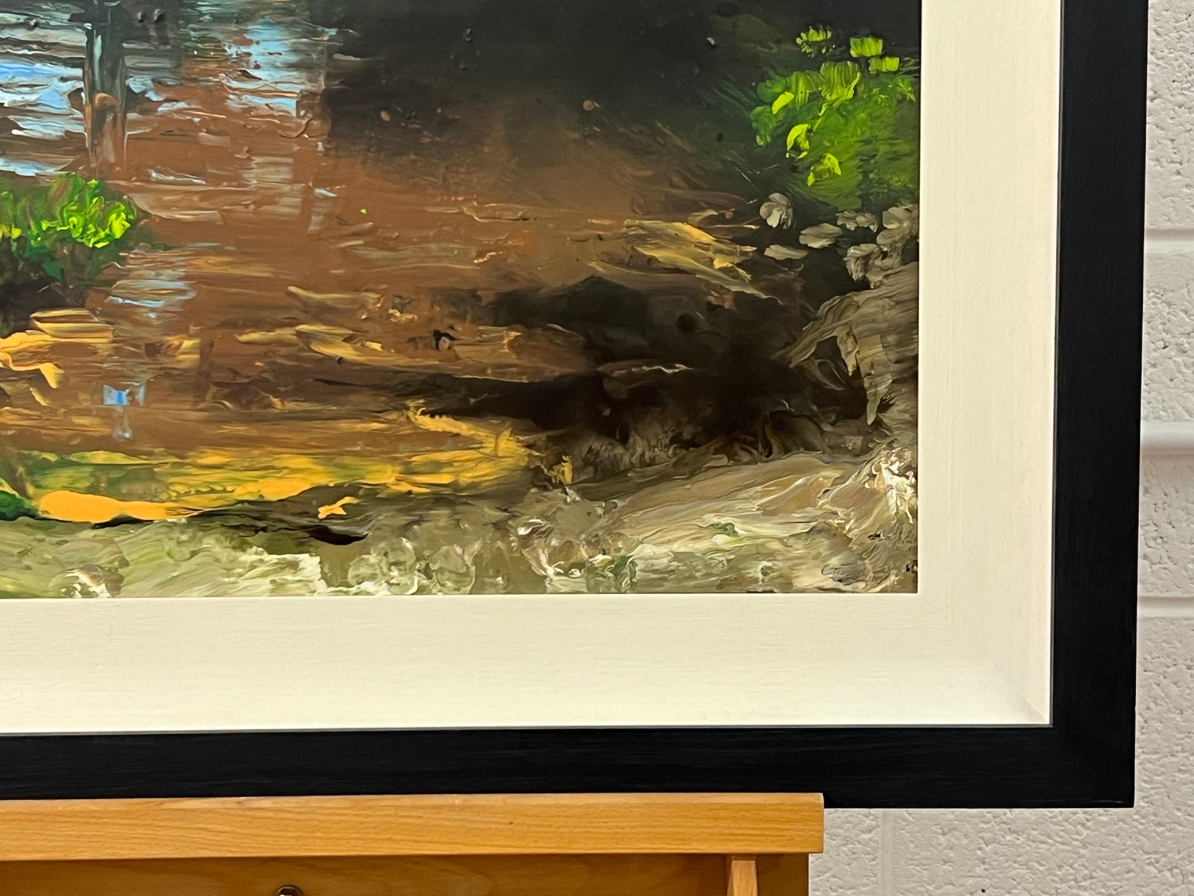 Paysage de rivière anglais impressionniste, peinture à l'huile originale de l'artiste britannique en vente 4