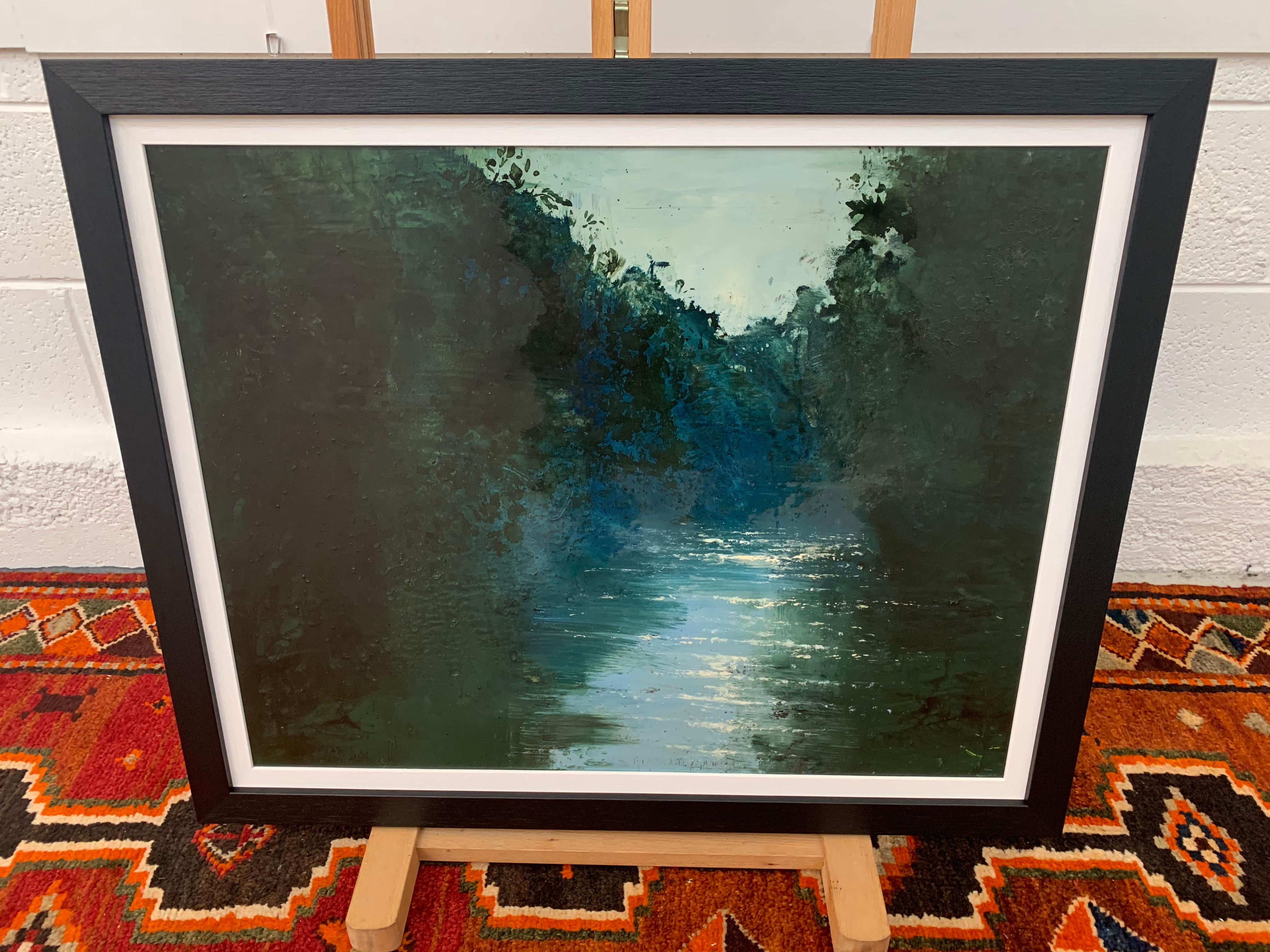 Impressionistic English River Landscape Original Oil Painting by British Artist For Sale 2