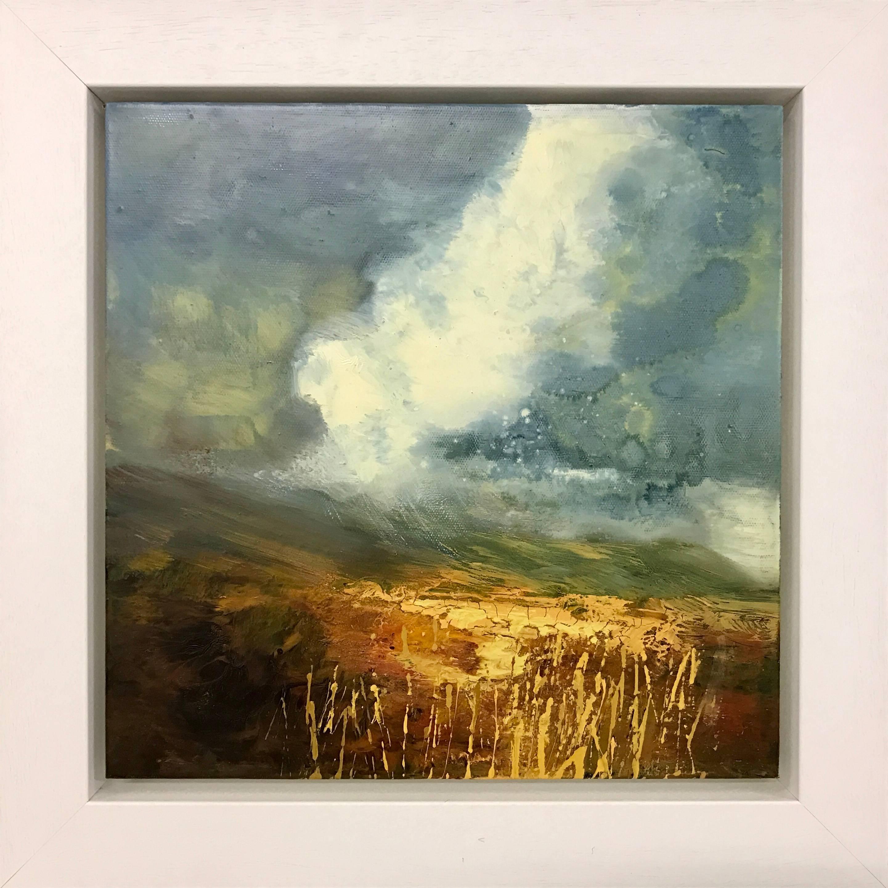 Colin Halliday Landscape Painting - Impasto Oil Painting of English Moorland Storm Cloud by British Landscape Artist