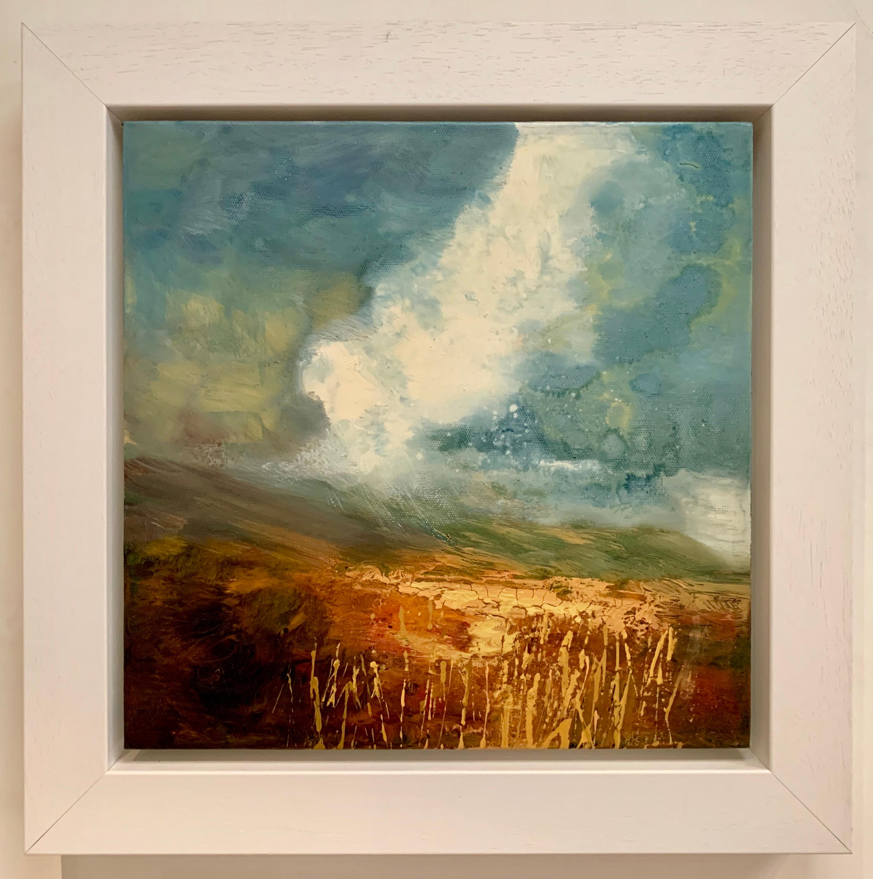 Impasto Oil Painting of English Moorland Storm Cloud by British Landscape Artist - Gray Landscape Painting by Colin Halliday