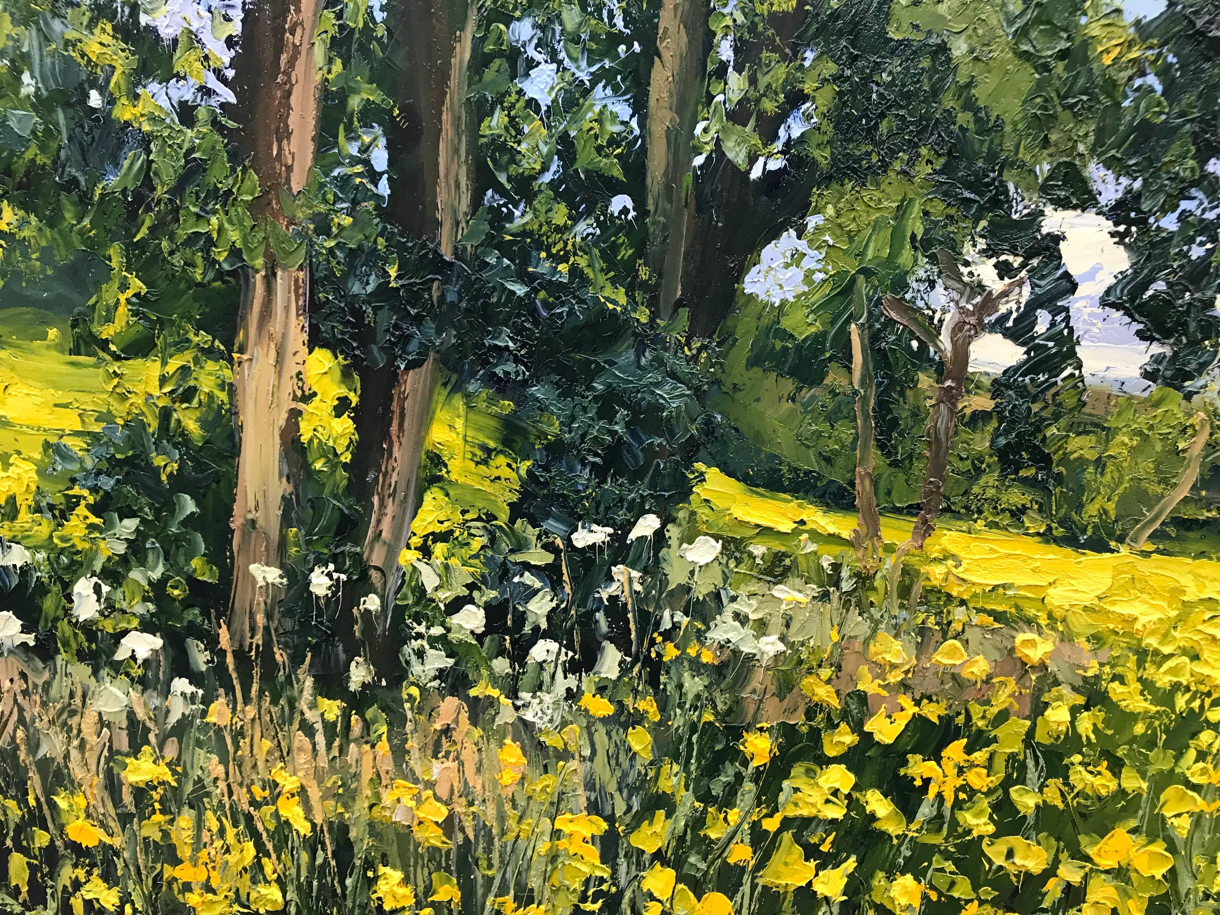 Rapeseed Field Impasto Landscape Oil Painting by British En Plein Air Artist 4