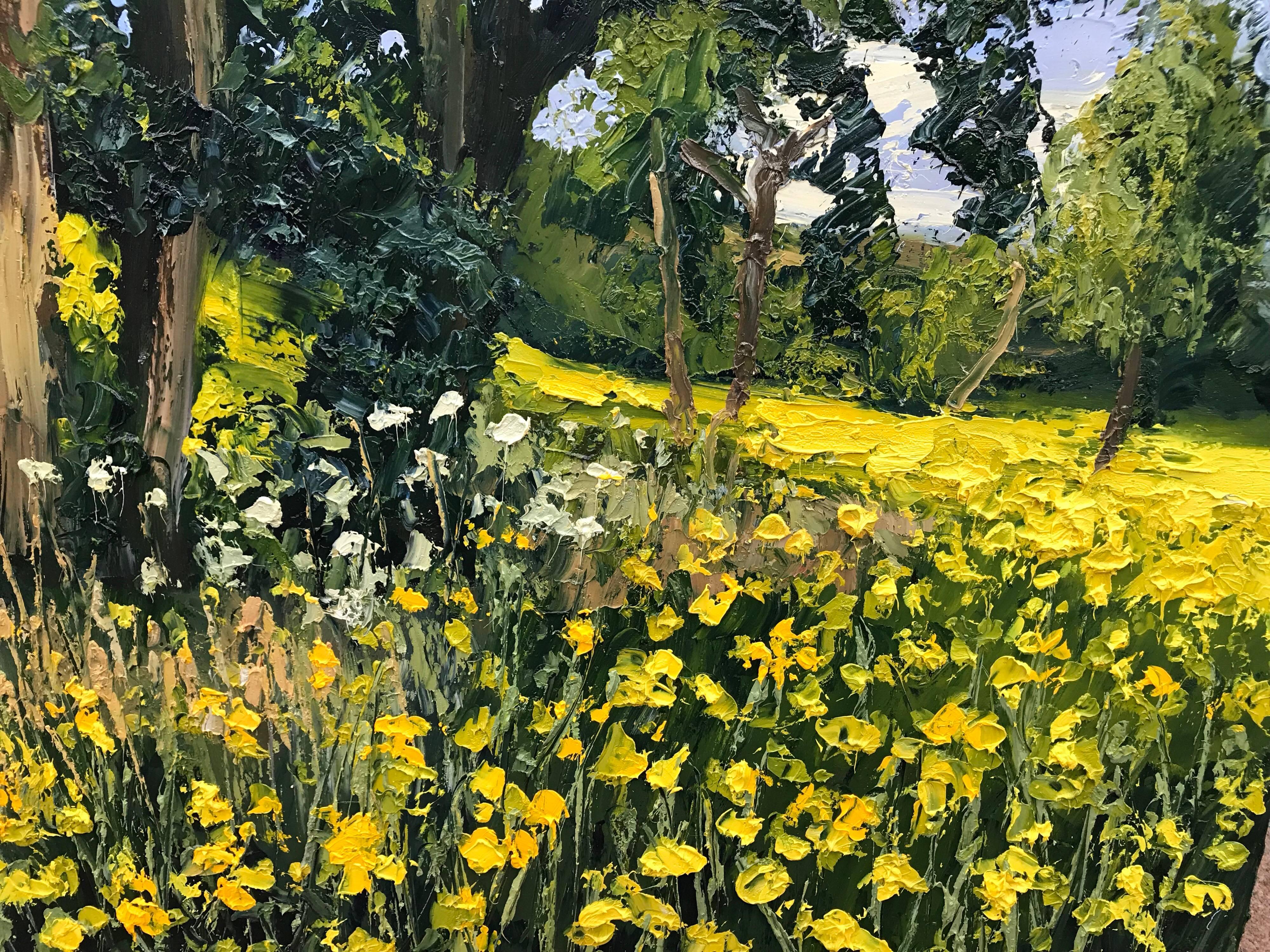 Rapeseed Field Impasto Landscape Oil Painting by British En Plein Air Artist 3