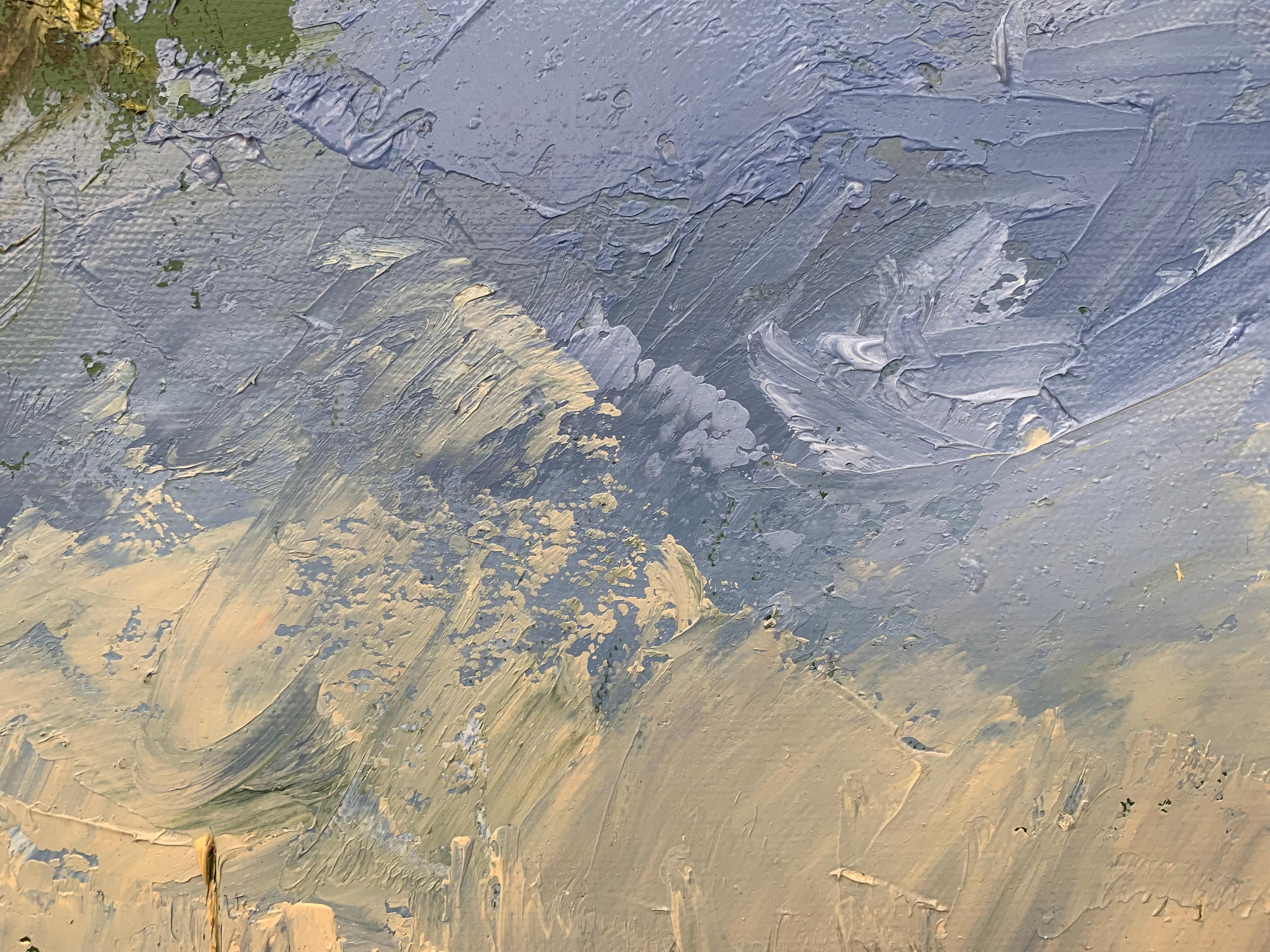 Sommer-Meadow-Landschaft Impasto-Ölgemälde mit Baum, Impasto-Gemälde des britischen Künstlers im Angebot 2