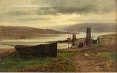 Landscape with Cove and Fishermen at Work, Oil on Canvas, 1878