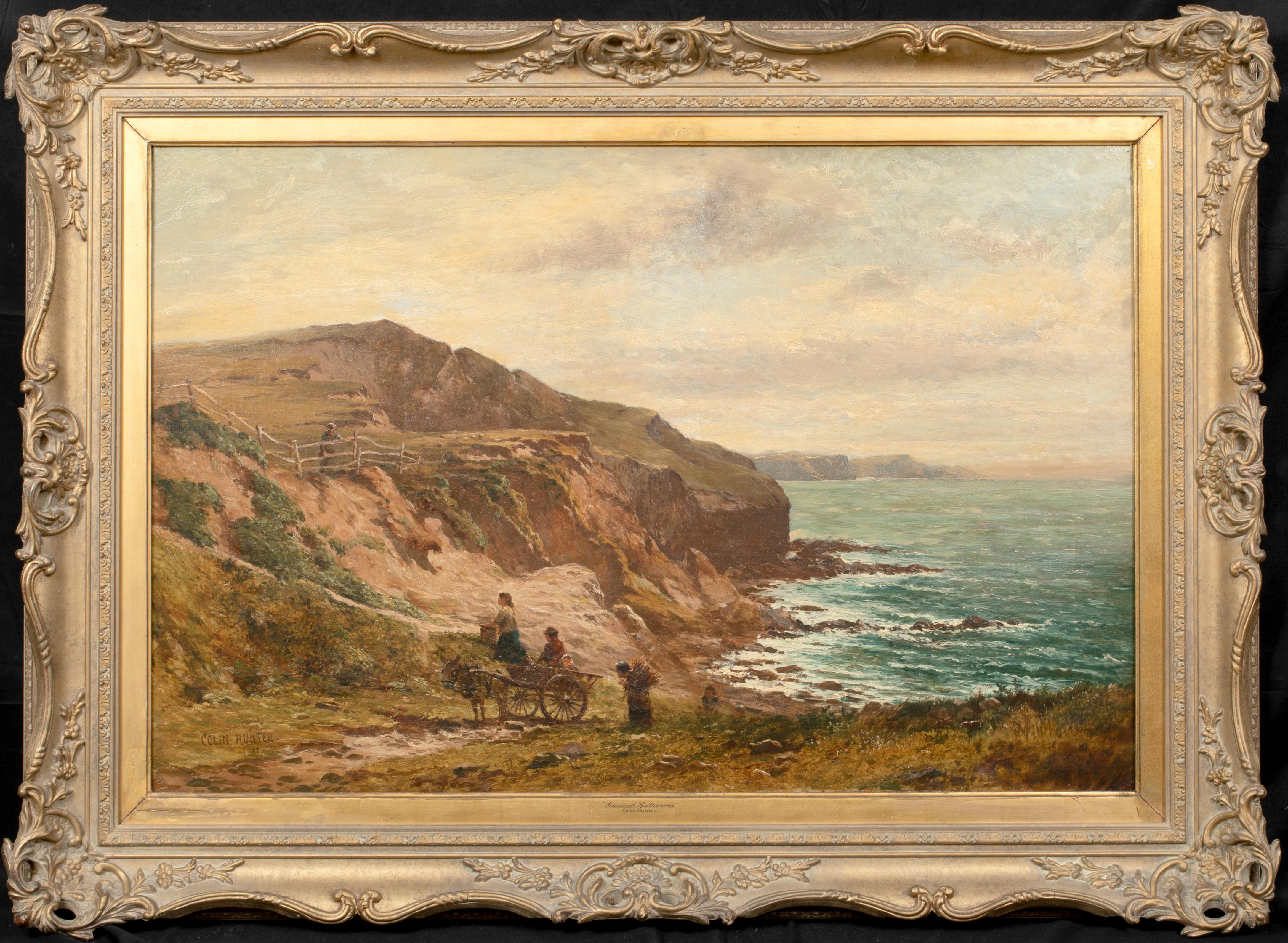 Colin Hunter Landscape Painting - Seaweed Gatherers On The West Coast, 19th Century 