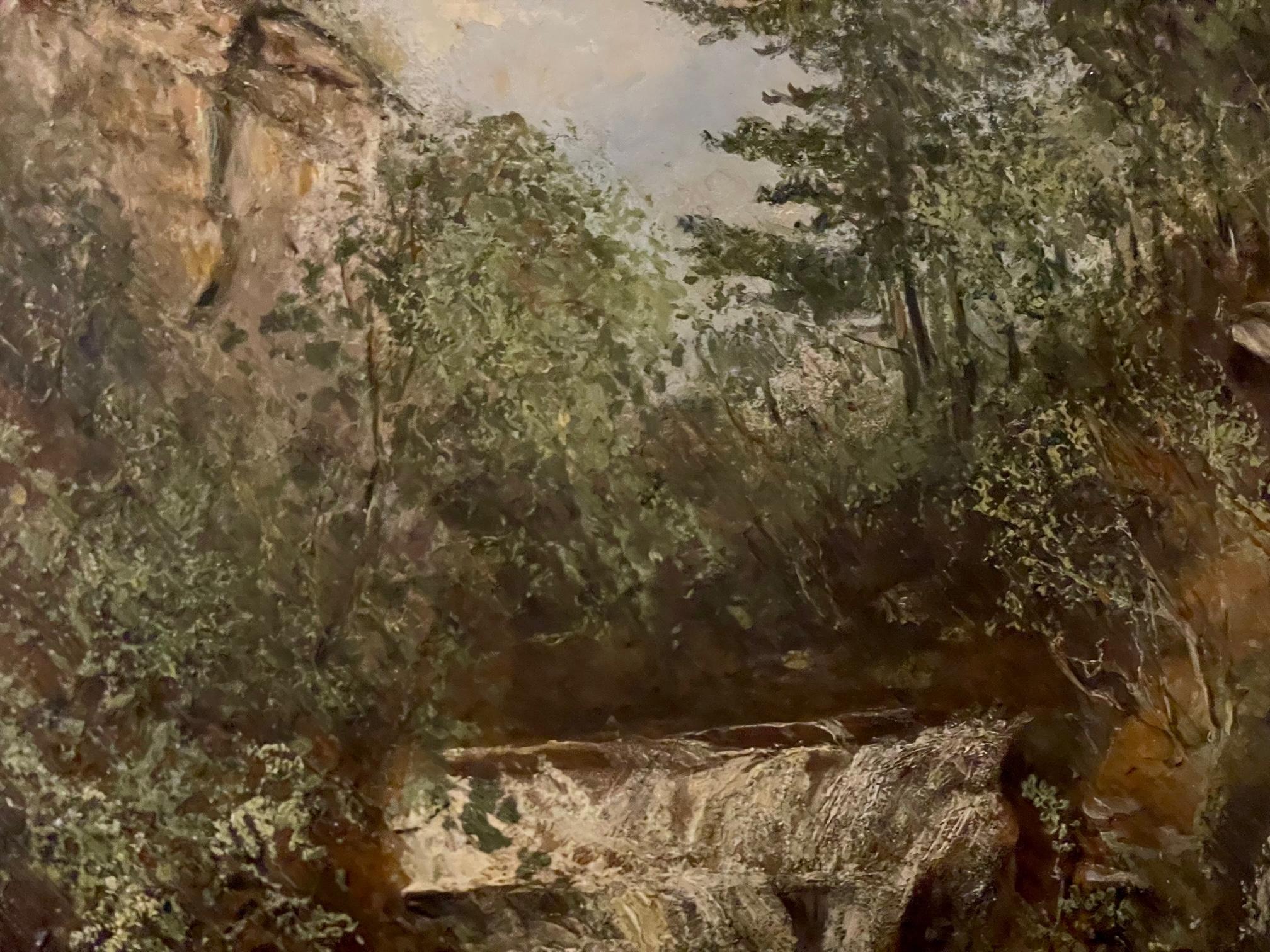 The Old Mill est une peinture à l'huile sur panneau du XIXe siècle réalisée par l'artiste écossais Colin Hunter (1841-1904). Hunter était membre de la Royal Academy, le titre ARA figurant sur la plaque signalétique de cette œuvre. Né à Glasgow,