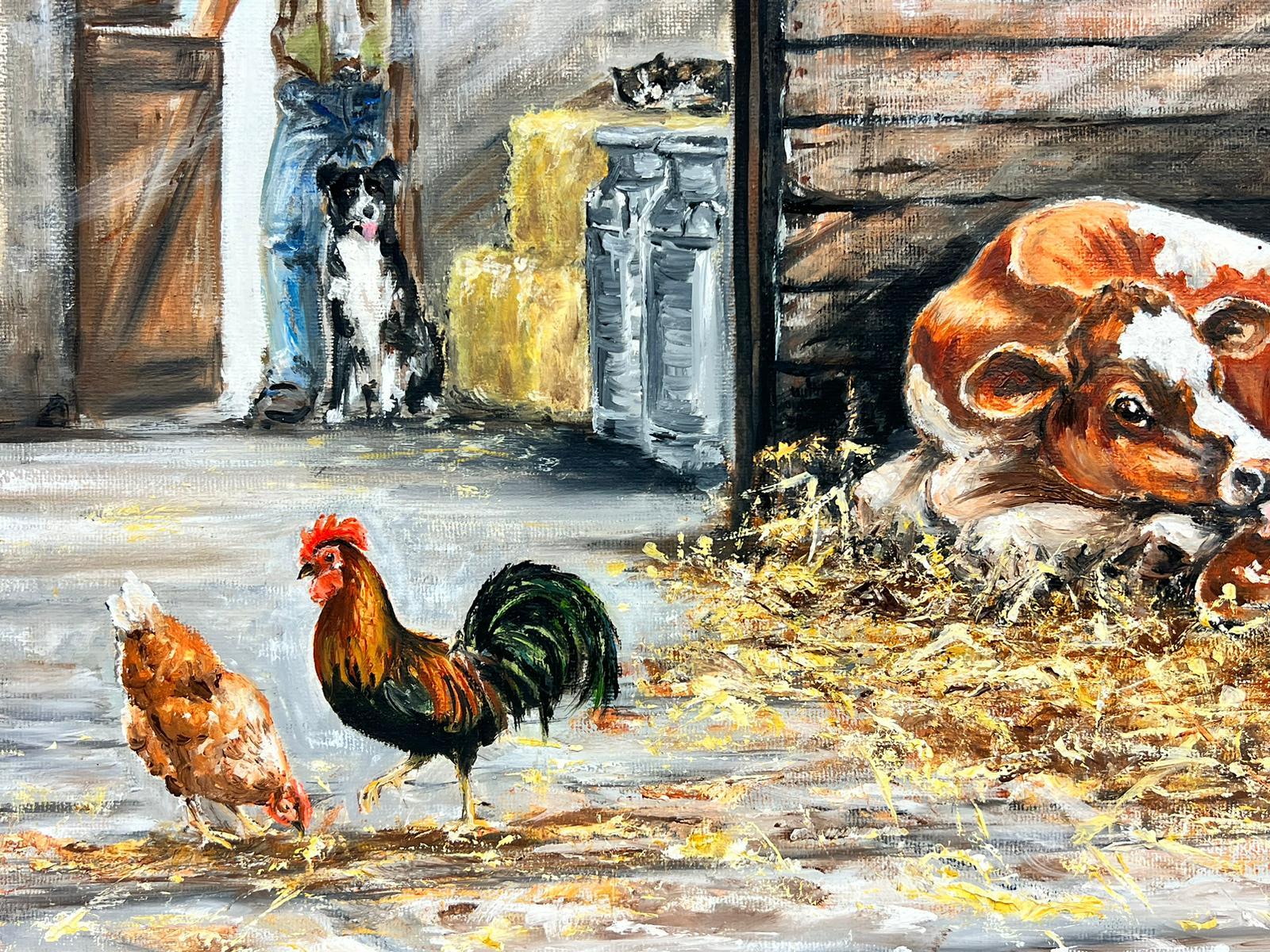 baby cow and chicken