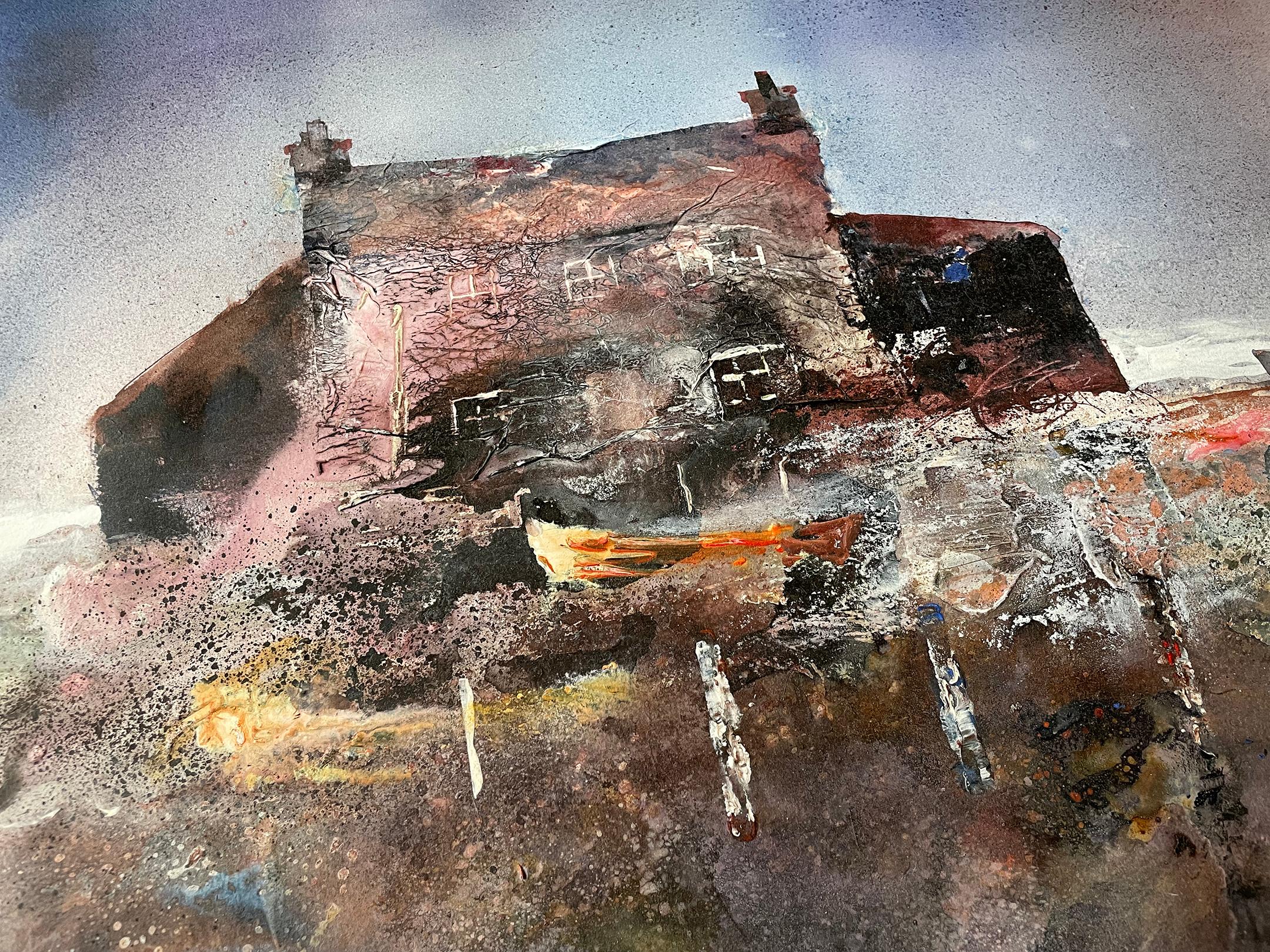 Maison solitaire au bord de la mer - Contemporain Painting par Colin Kent RI