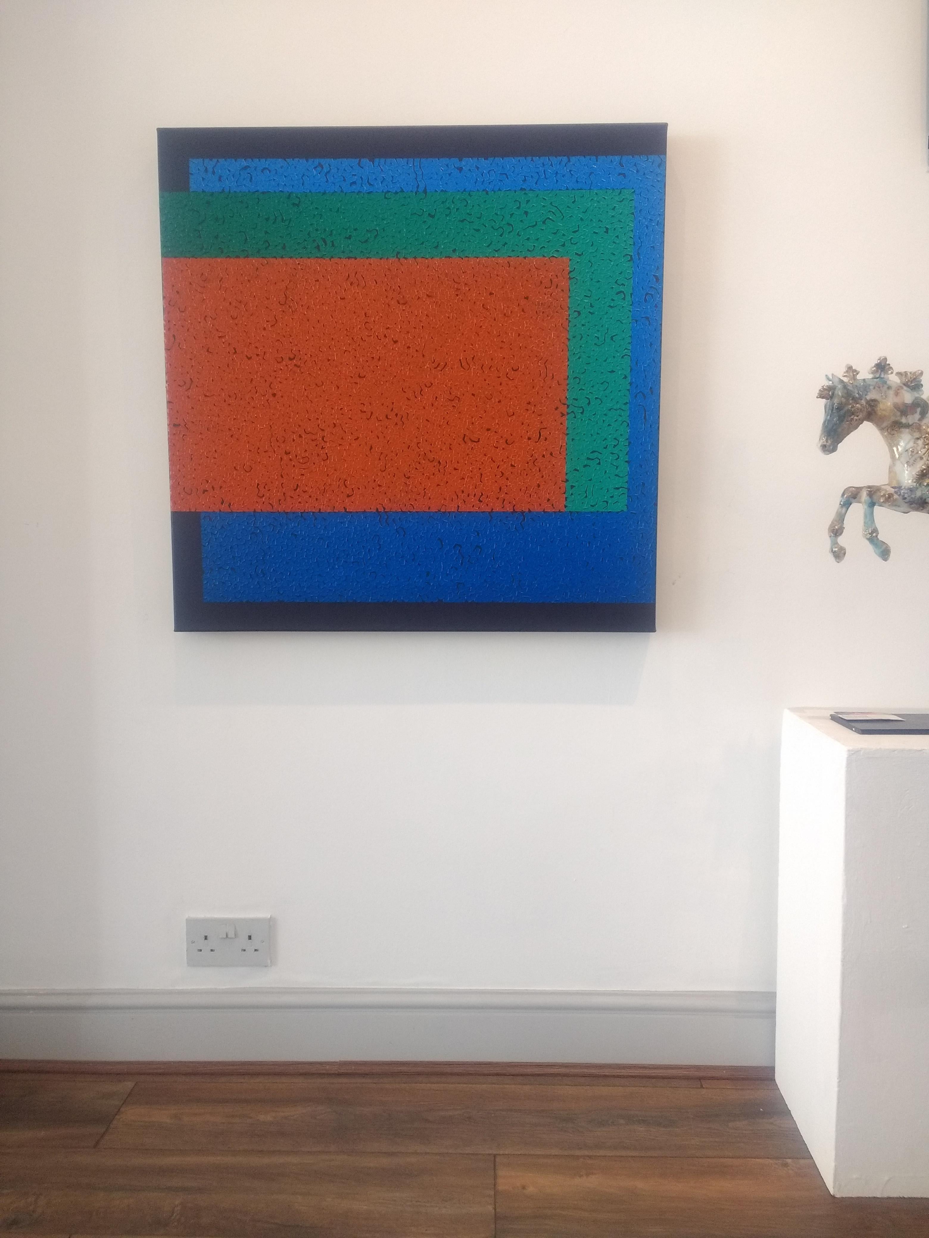 Modus 3 - Colourful Geometric Abstraction: Oil on Canvas For Sale 1