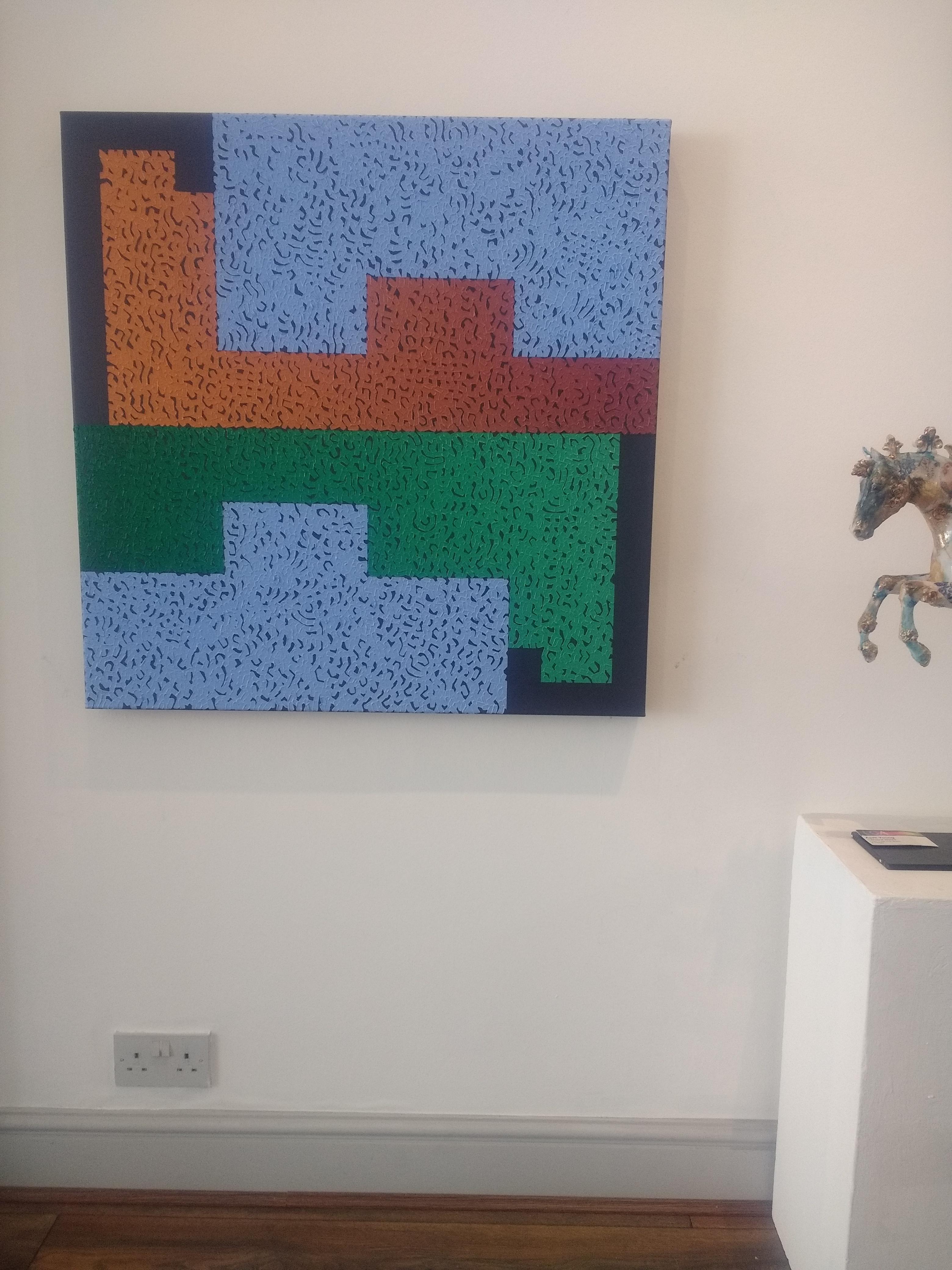 Modus 7 - Colourful Geometric Abstraction: Oil on Canvas - Abstract Geometric Painting by Colin Lawson