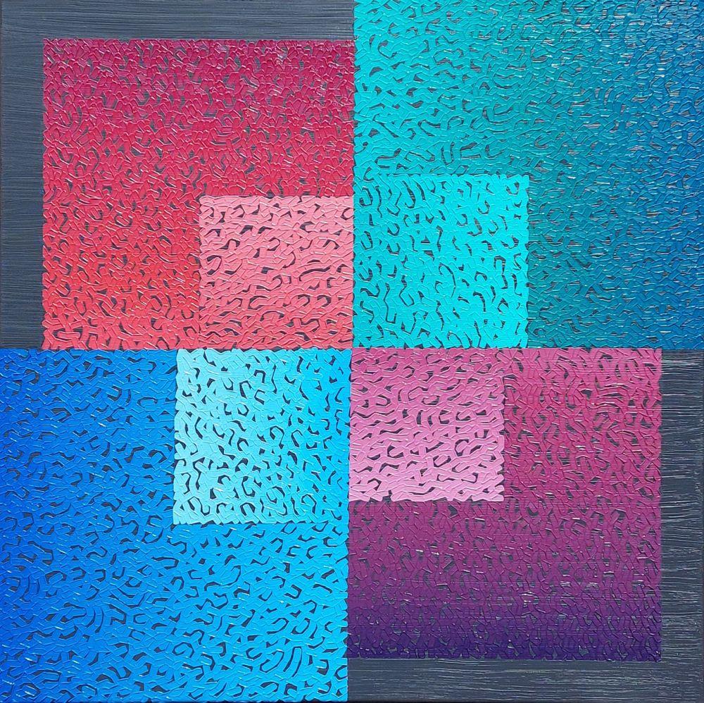 Modus 8 - Abstraction géométrique colorée : huile sur toile