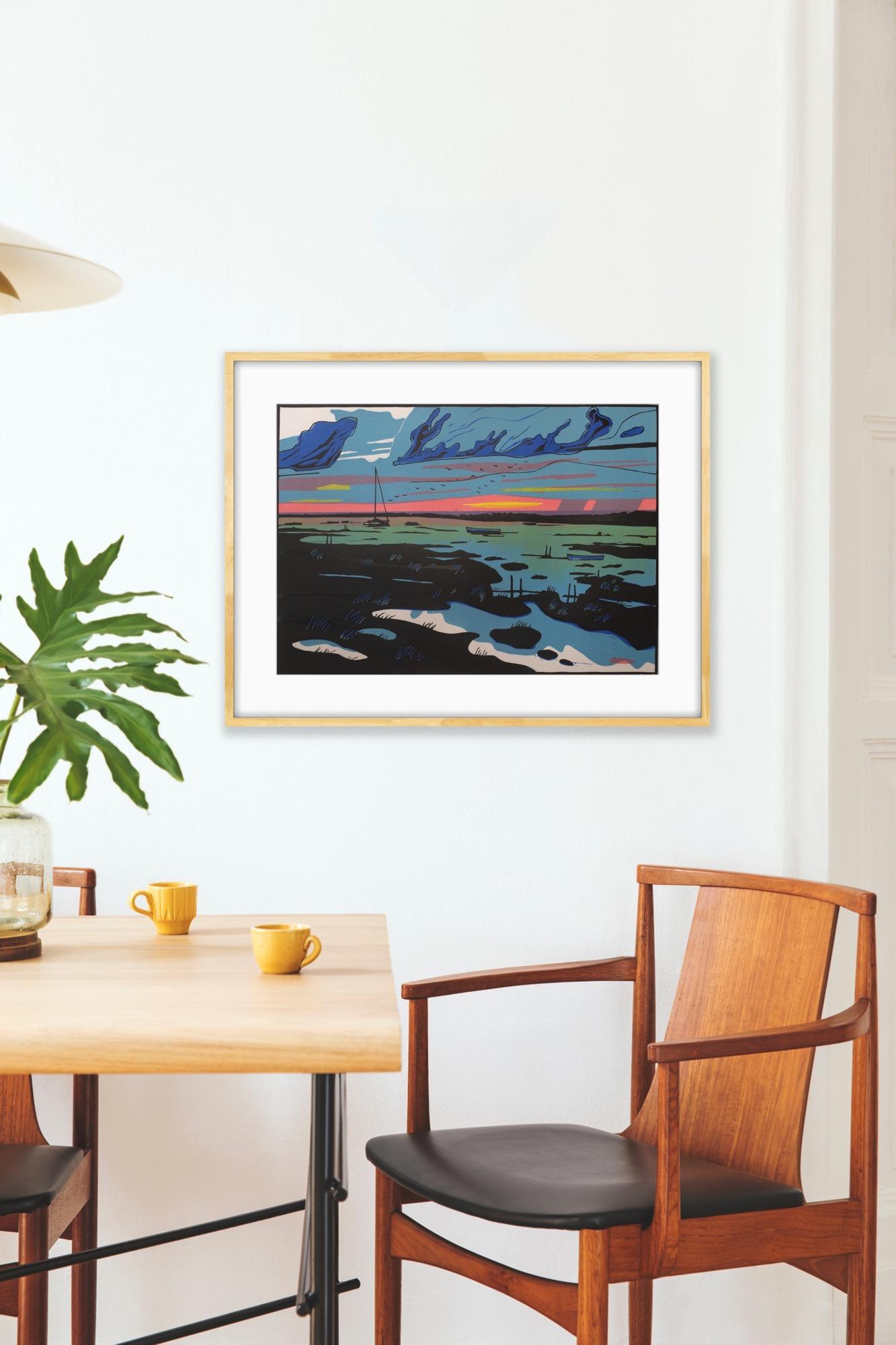 Blakeney Marshes, Impresión en edición limitada, Paisaje, Barco, Paisaje marino 1