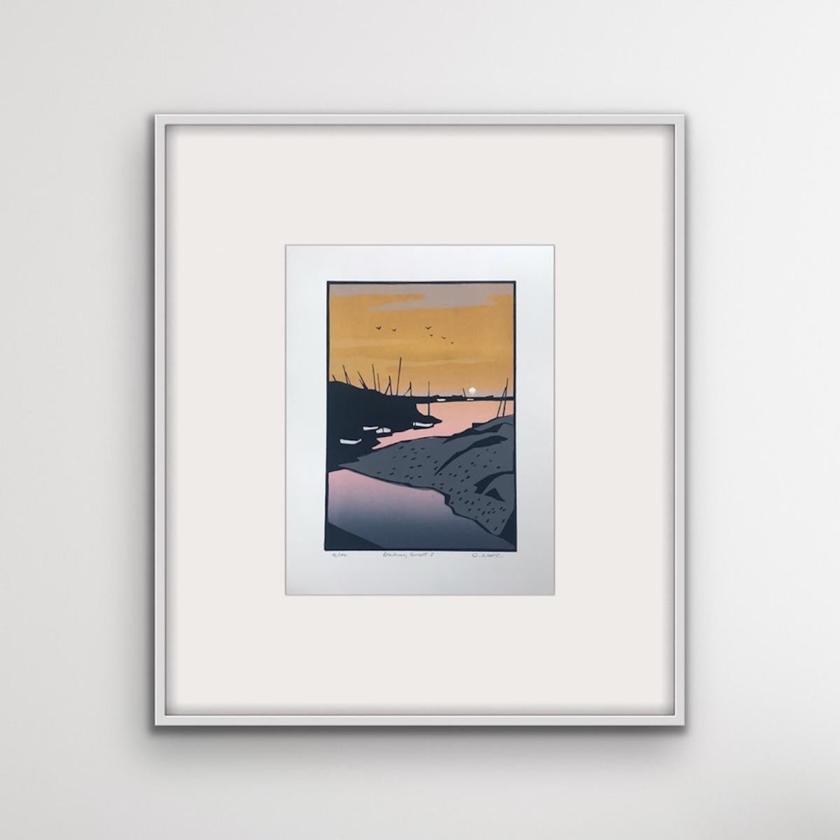 Blakeney Sunset 2 with Linocut Print on Paper by Colin Moore For Sale 2