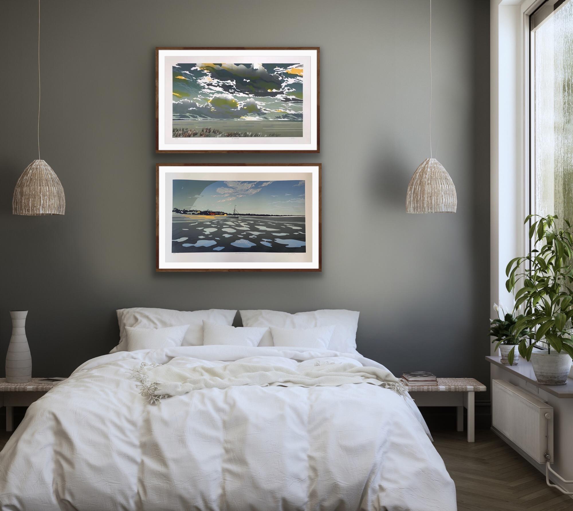 Díptico de La Bola Perdida y Juno en Blakeney, Paisaje Contemporáneo de Norfolk - Figurative Print Marrón de Colin Moore