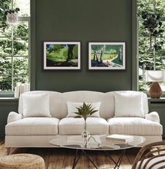 Hampstead Heath Summer and Hampstead Pond Diptych, Cityscape prints of London