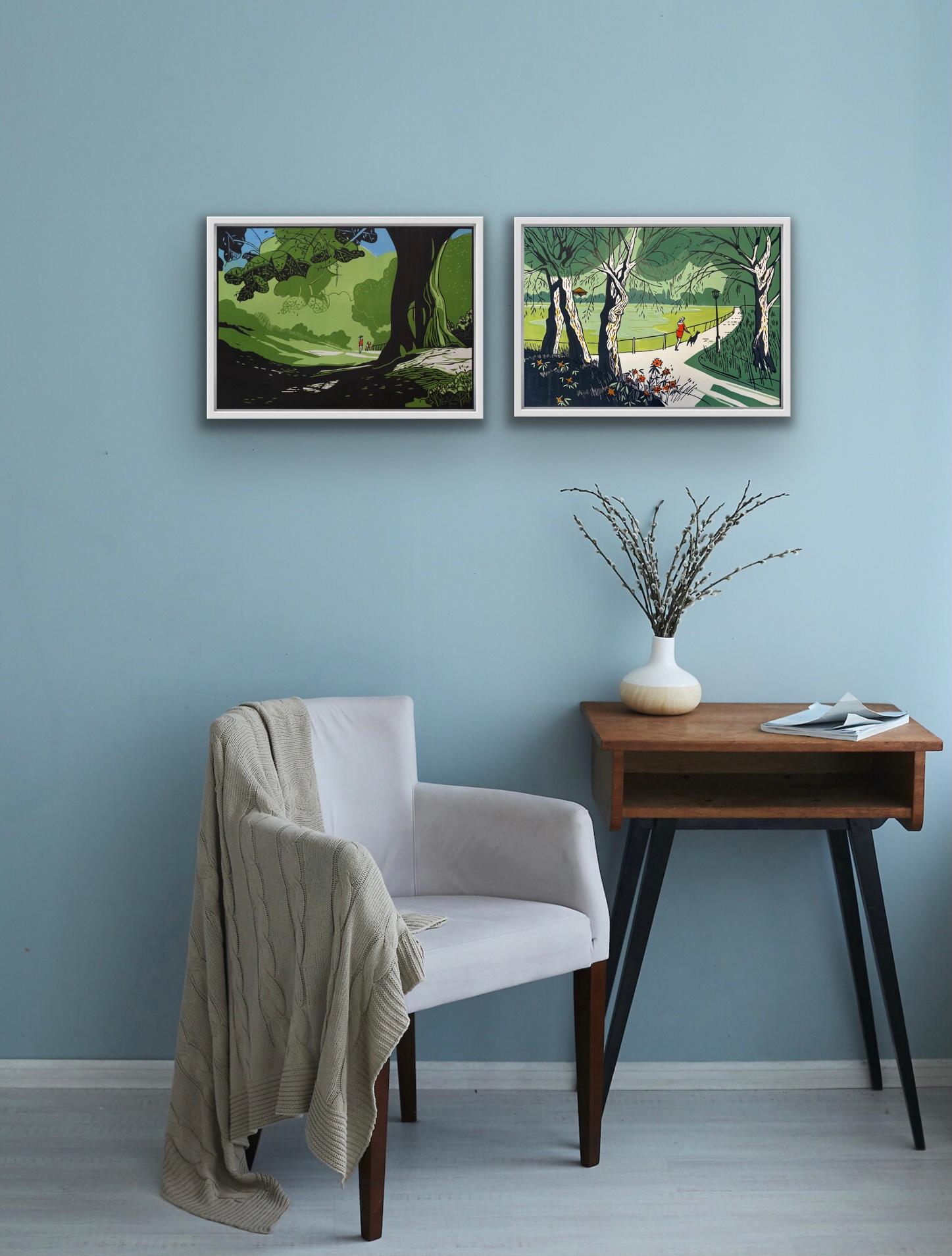 Hampstead Heath Summer and Hampstead Pond Diptych, Cityscape prints of London 1