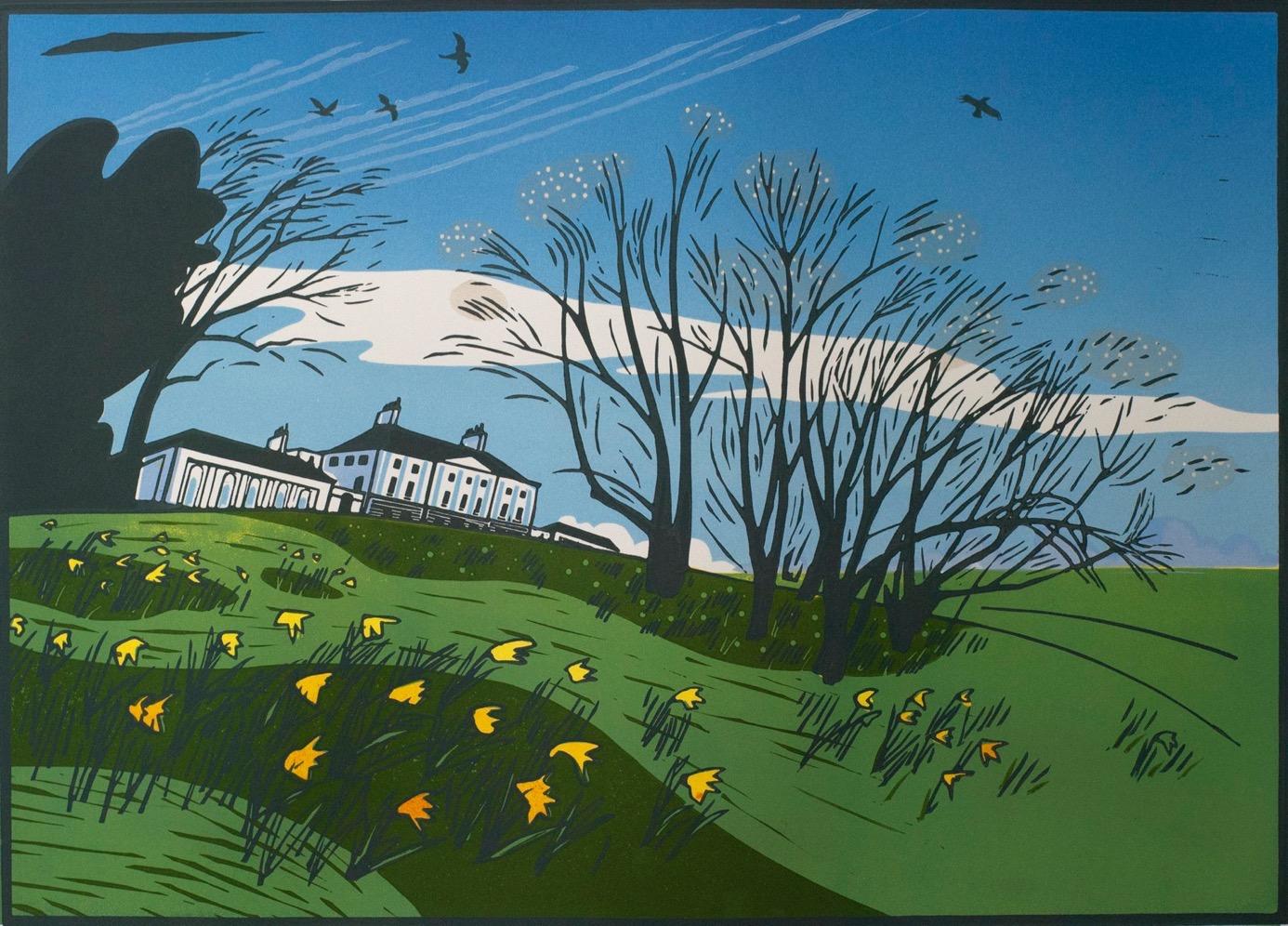 Hampstead Pond and Kenwood in Spring diptych - Contemporary Print by Colin Moore