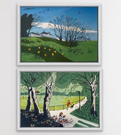 Hampstead Pond and Kenwood in Spring diptych
