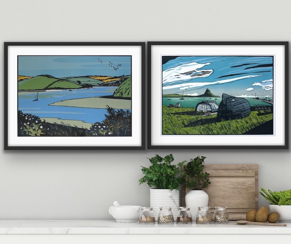 Lindisfarne and The Camel Trail Diptych - Print by Colin Moore