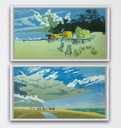 The Beach At Wells and The Household Cavalry At Holkham diptych 