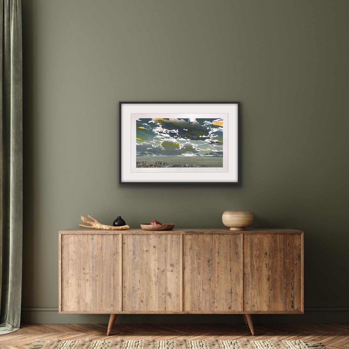 The Lost Ball, Contemporary Norfolk Landscape Art, Seascape Art, Blue Art - Print by Colin Moore