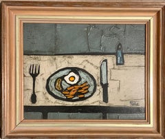 British Modern, intérieur d'une table de salle à manger avec déjeuner anglais complet