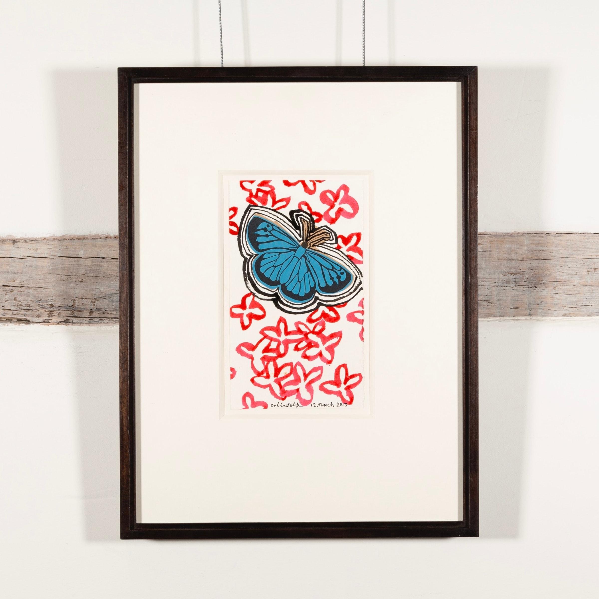 Collage de mariposas, tinta y collage de Colin Self, 2013 en venta 1