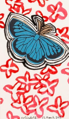 Collage de mariposas, tinta y collage de Colin Self, 2013