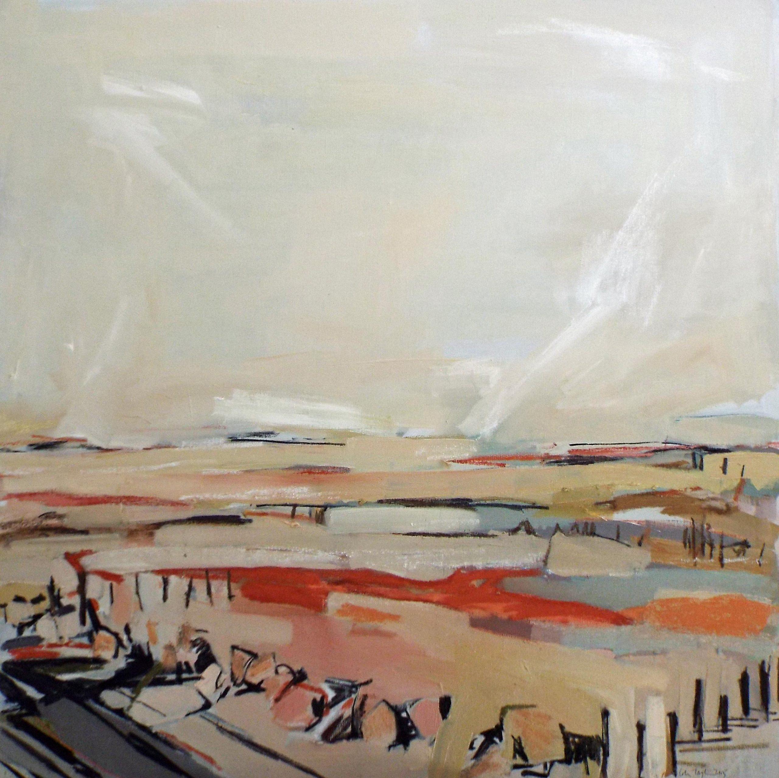 Peinture à l'huile sur lin, avec cadre en bois, Allonby Beach par Colin Taylor